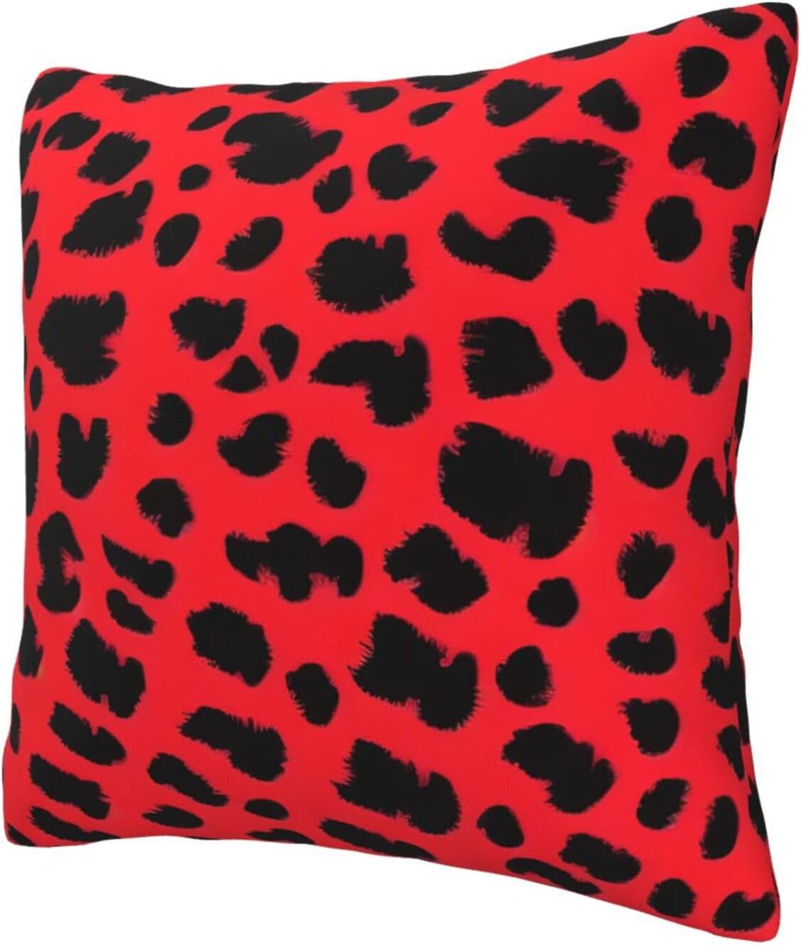 All-Season Square Pillow Covers 18"X18", Red Leopard, Decorative Throw Pillow Covers for Sofa Bed Couch, Hidden Zipper Cushion Cover, Square Lumbar & Accent Pillowcases for Home Decor