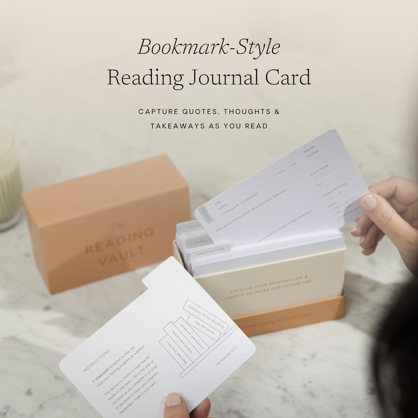 Reading Journal Bookmarks — The Reading Vault Deck. 50 Book Review Cards, Customizable Book Log. Create a Book Index. Includes Reading Challenge, Lending Library. Gift for Book Lovers & Book Clubs