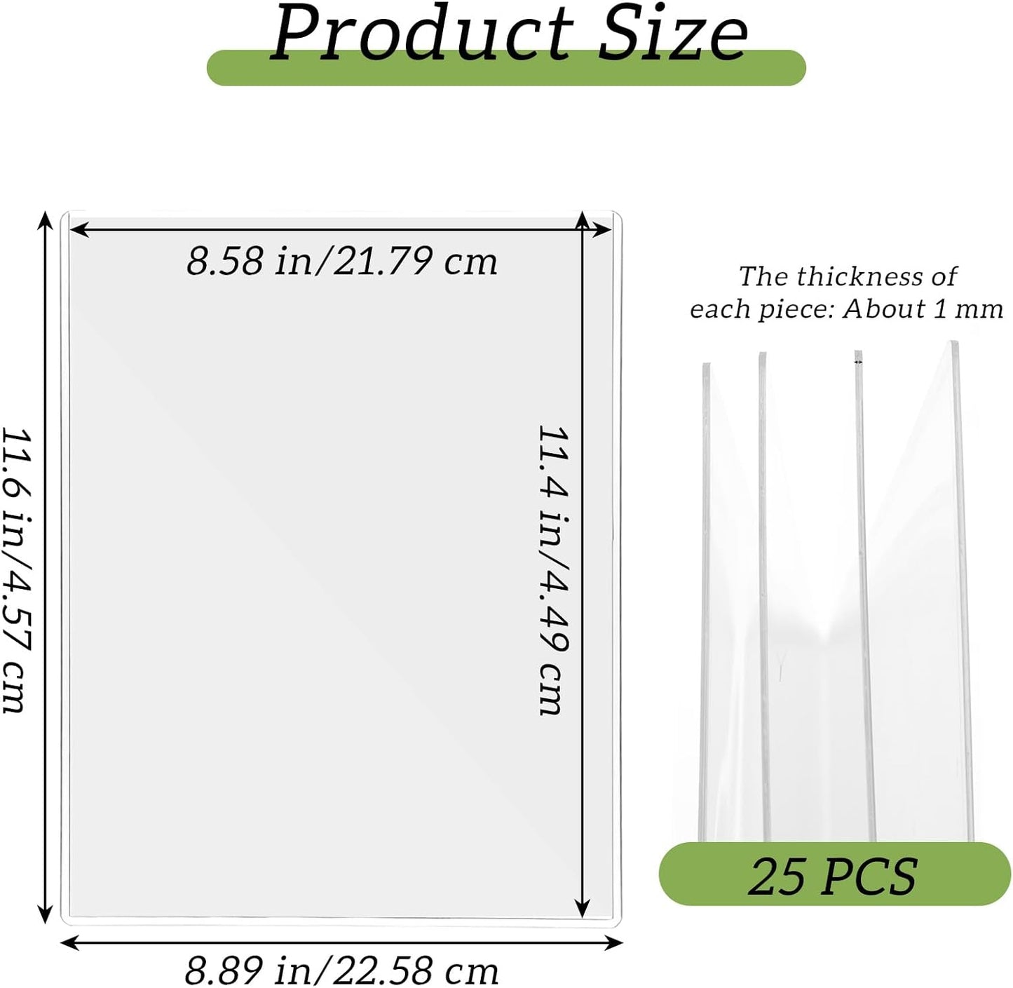 25 Pcs 8.5 x 11 Inch Clear Rigid Print Protectors, Hard Plastic Document Holders and Top Loaders for Photos, Prints, Menu Covers and Birth Certificate