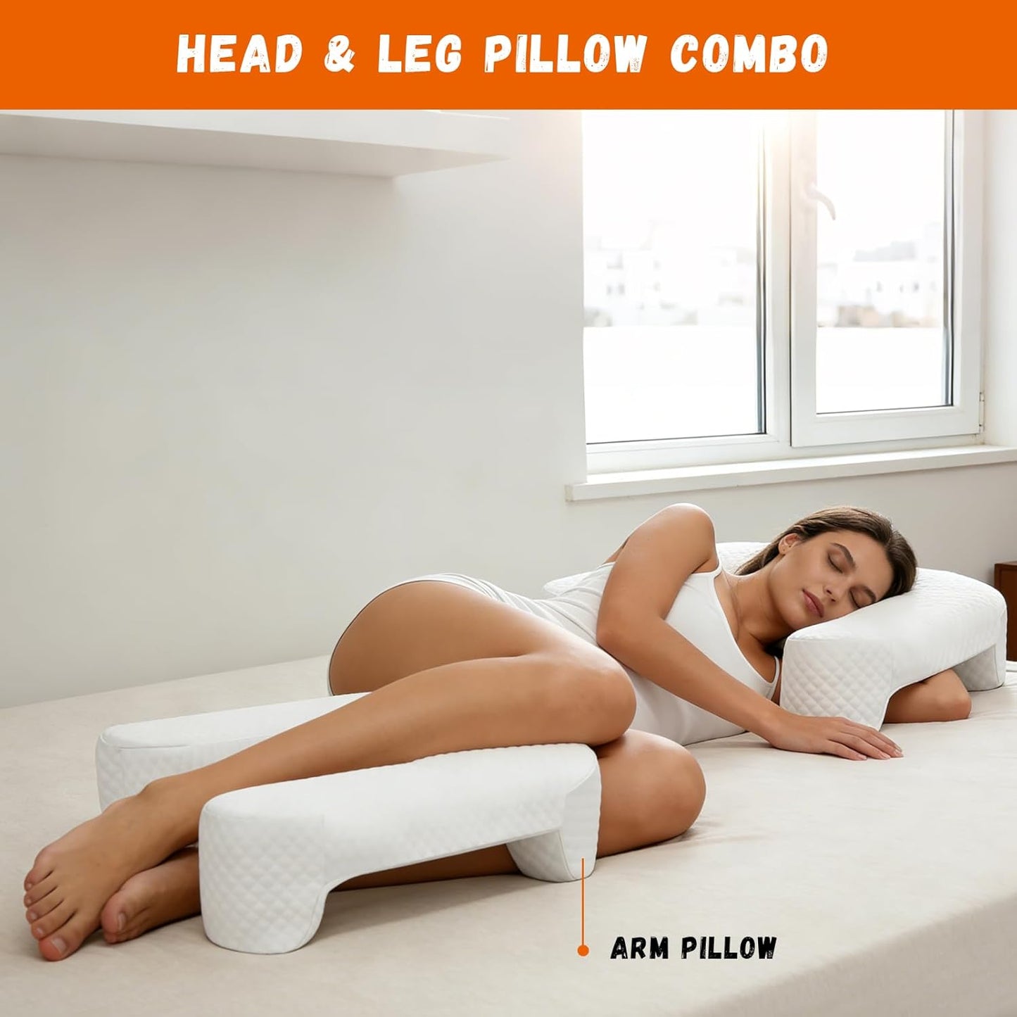 Side Sleeper Pillow with Arm Hole, Ergonomic Memory Foam Arm Pillow for Shoulder Comfort, Side Sleeping Support for Neck and Back, Removable Washable Cover, for Side and Back Sleepers