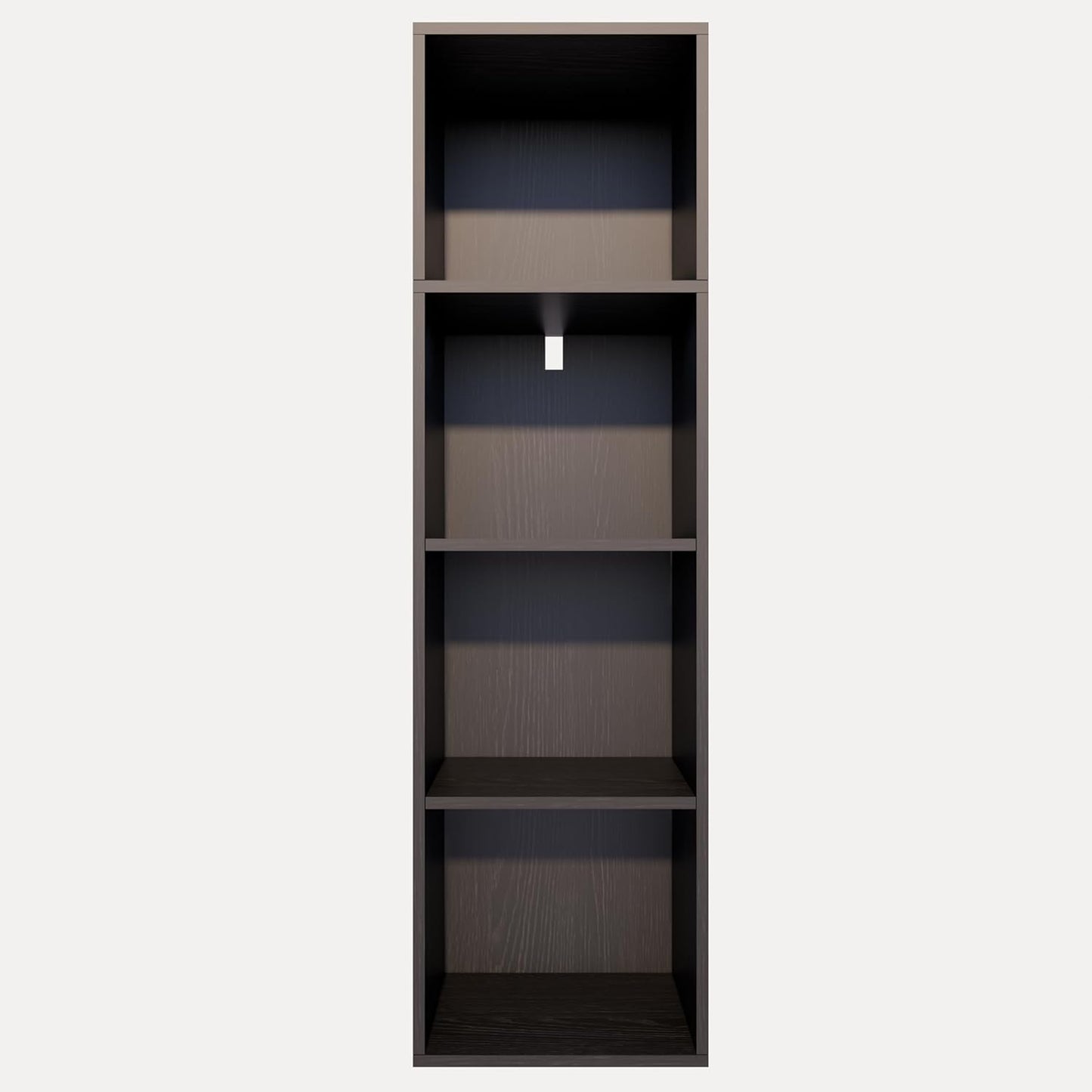 Book Shelf, 4-Tier Bookcase, Wooden Open Cube Storage Organize, 9.3 x 11.8 x 41.7 inches Bookshelf for Living Room, Bedroom, Home Office (Black)