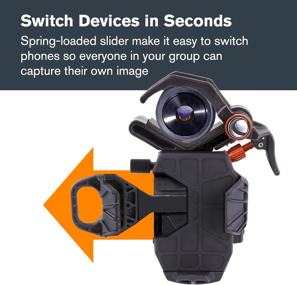 Celestron – NexYZ DX – Universal Smartphone Adapter for Telescope, Binoculars & Spotting Scopes – 3-Axis Precision Alignment – Capture Images & Video Through Your Optics – Includes Bluetooth Remote