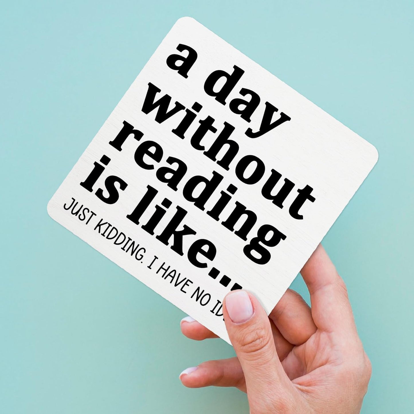 Funny Reading Wooden Sign Desk Decor, Book Lover Reader Bookworm Gifts Wood Plaque Sign With Stand for Reading Nook Corner Room Library Home Desk Table Shelf Decoration, 5x5 Inch