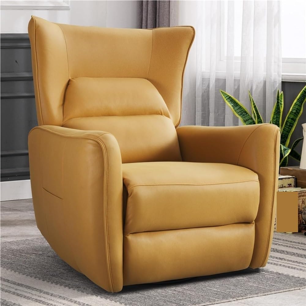 Spacious Power Swivel Glider Recliner with Breathable Leather – Electric Rocking Recliner with Wrapped High-Back Support, Plush Wide Seat, Perfect for Living Room, Home Theater
