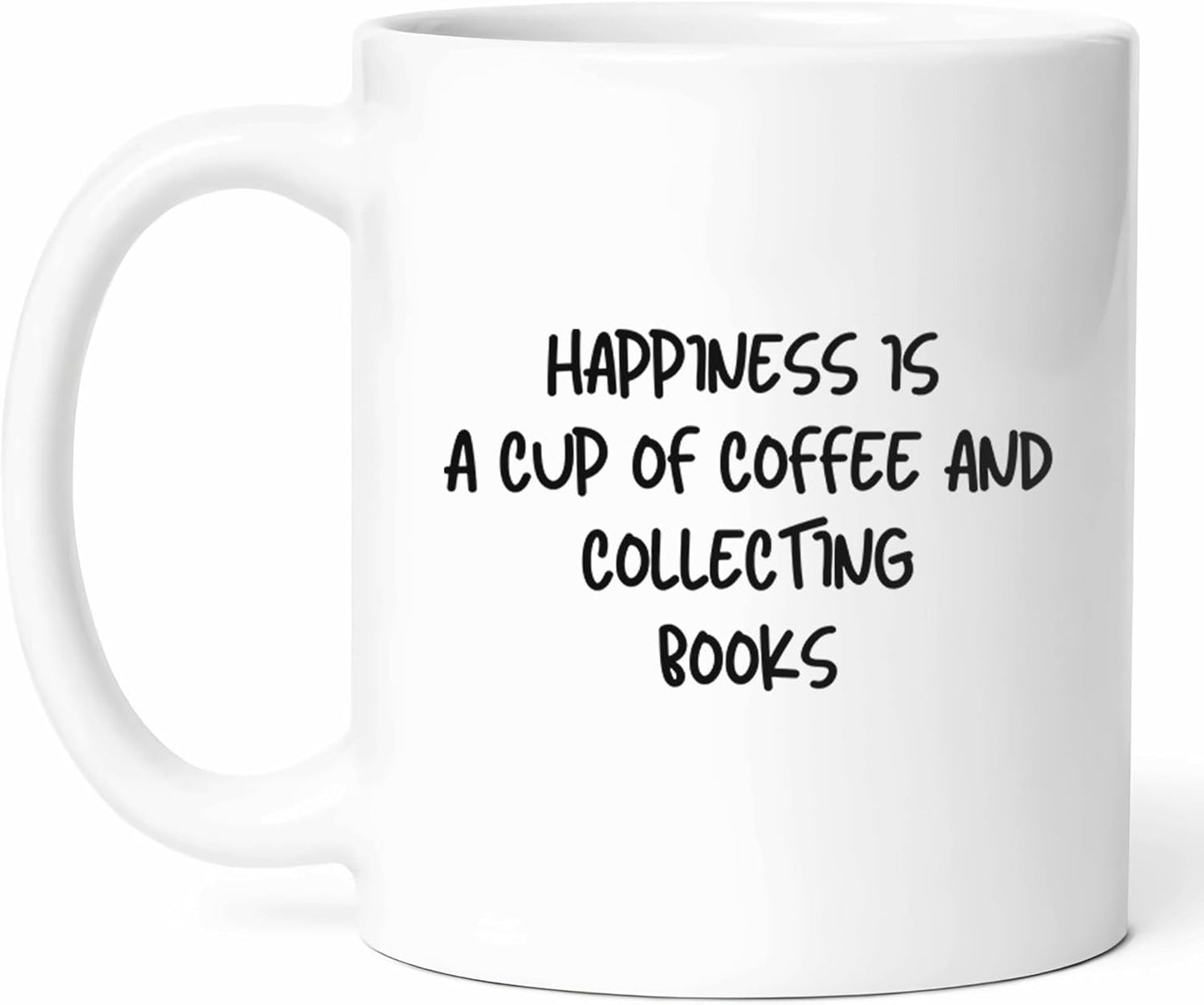 Hapiness Is Coffee And Collecting Books Mug - Literary Cup - Bookworm Funny Gift From - Reading Tea Mugs - Aficionado Cups - 11 Oz Ceramic Gifts For Bibliophiles, Birthday, Him, Her, Book Knowledge