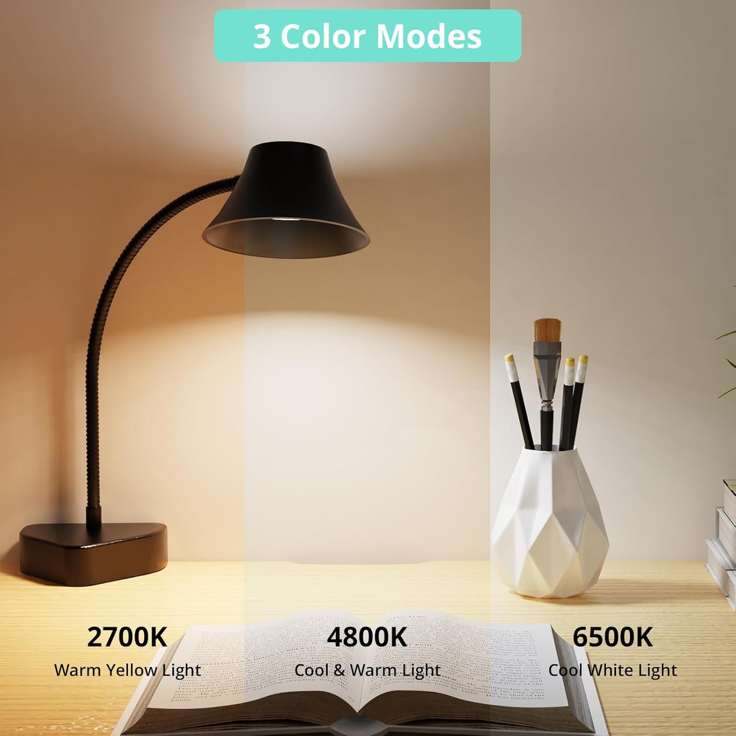 TONYFUL Bed Light for Headboard, Eye Care Reading Lamp, No Drilling Bed Light, 5 Colors & 10 Brightness Book Light with Flexible Gooseneck, Top Ambient Lighting for Bedroom, Desk, Living Room Sofa