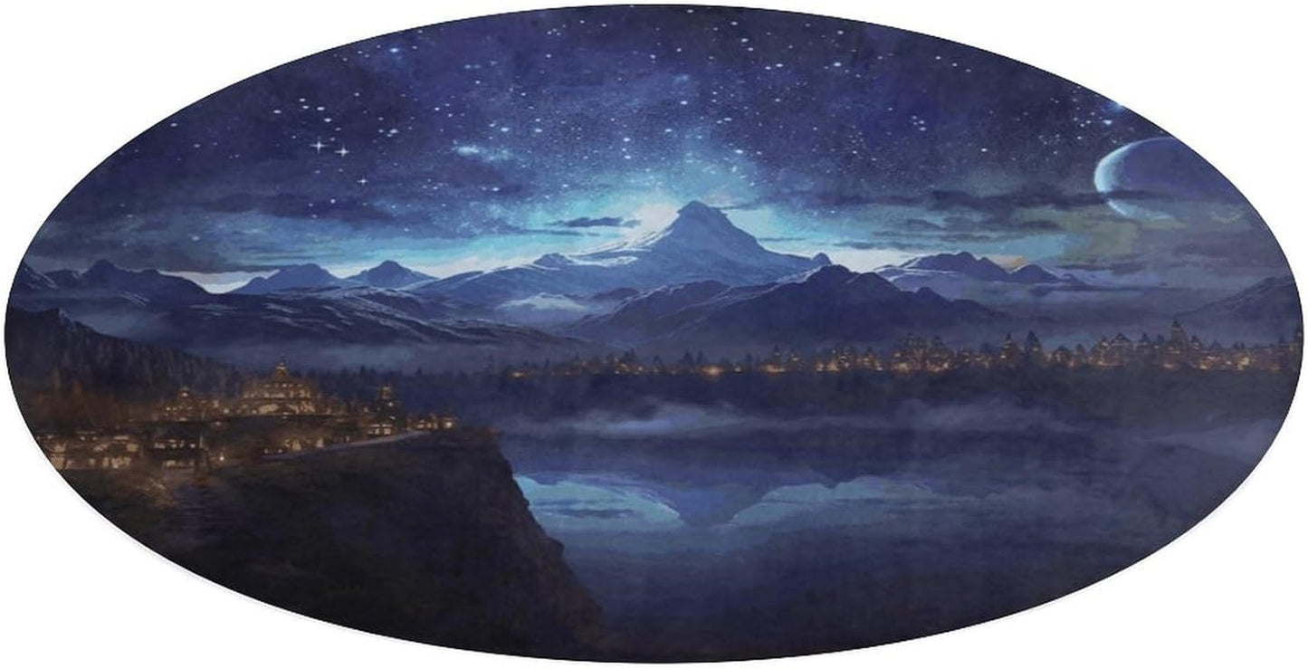 Fantasy Night Scene Circle Rug Retro Luxury Coral Velvet Floor Mat Non Slip Soft Indoor Floor Carpet Comfy Thickened Area Rugs Modern Aesthetic Minimalist Carpets for Home Decor
