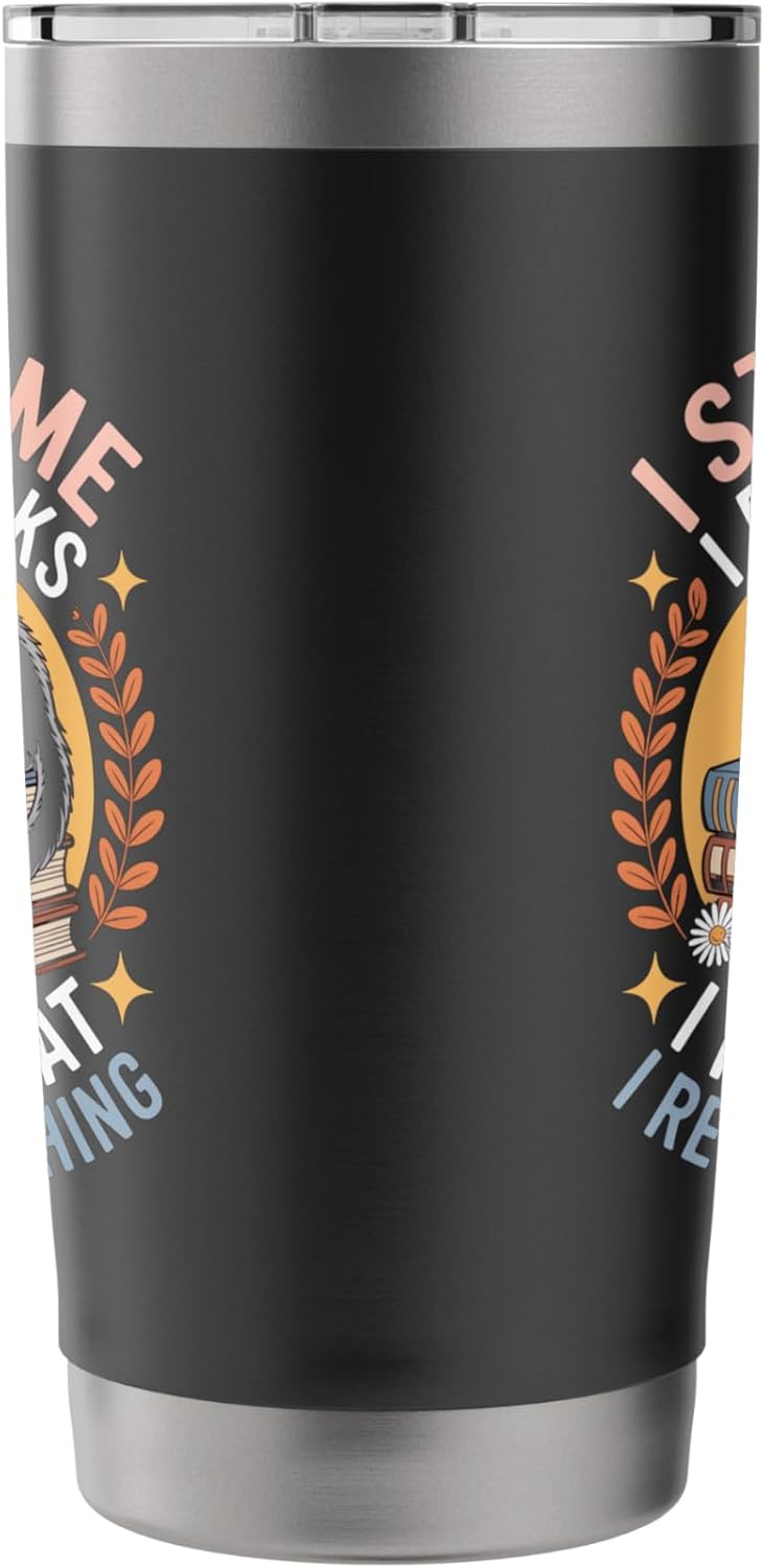 Tuxedo Cat on Books Retro Introvert Reader Design Stainless Steel Insulated Tumbler