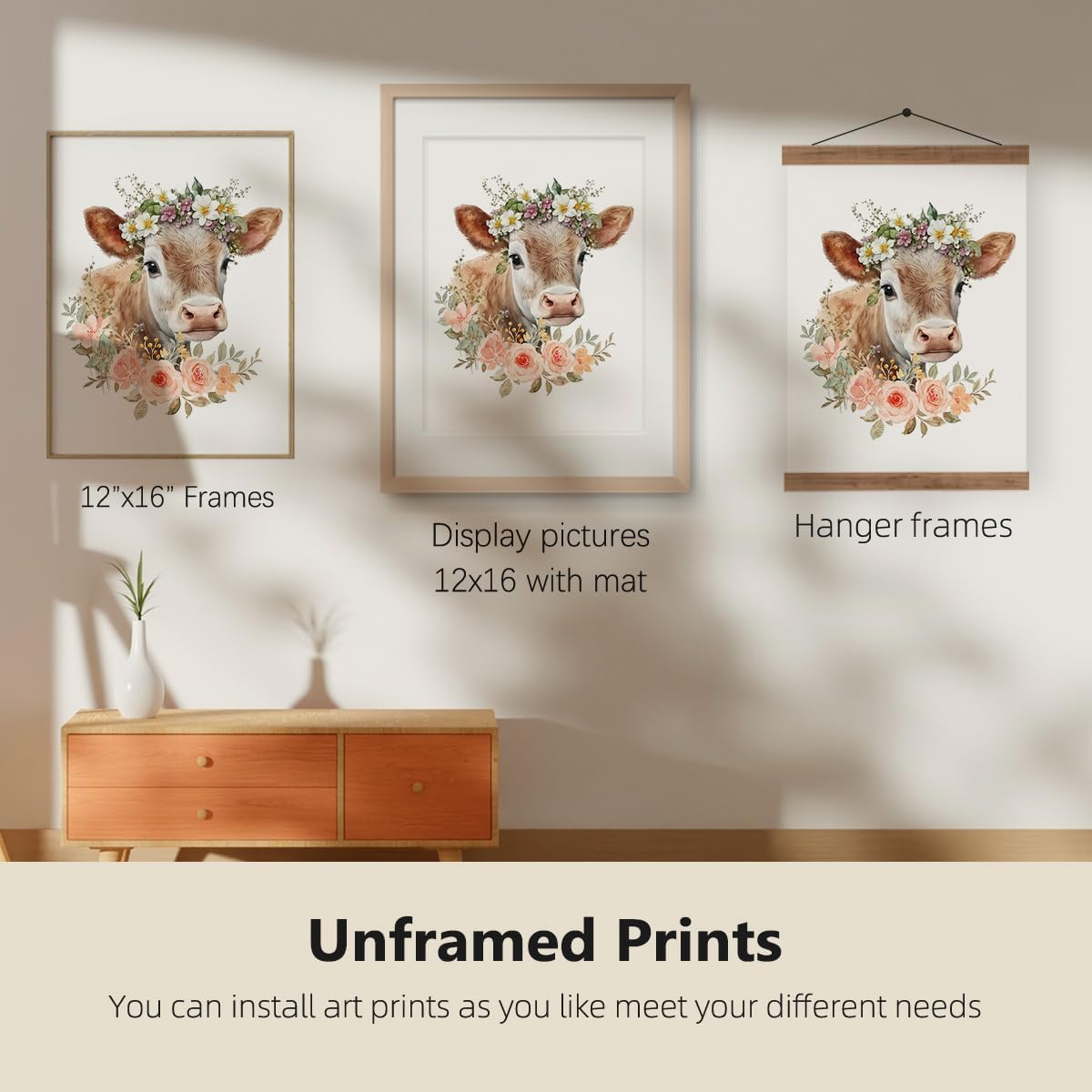 ETVISO Highland Cow Wall Art Prints Set of 4, Cows Pictures Wall Decor for Western & Highland Cow Lovers, Nursery Decor, Baby Shower Decorations 12x16 (Unframed)