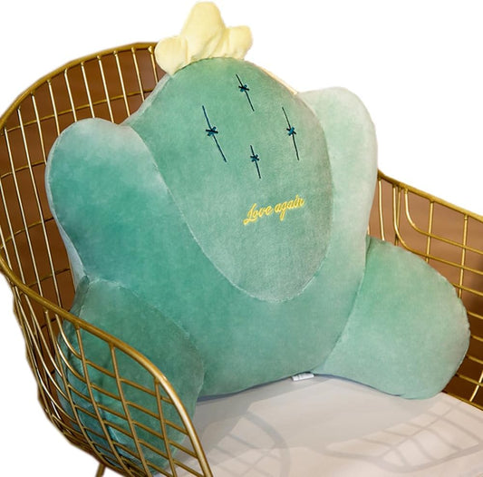 Cartoon Lumbar Support Pillow Cute Office Chair Waist Back Cushion Backrest Pillow Soft Sofa Bed Rest Reading Pillow (Green Cactus, 55×40CM/21.65"×15.7")