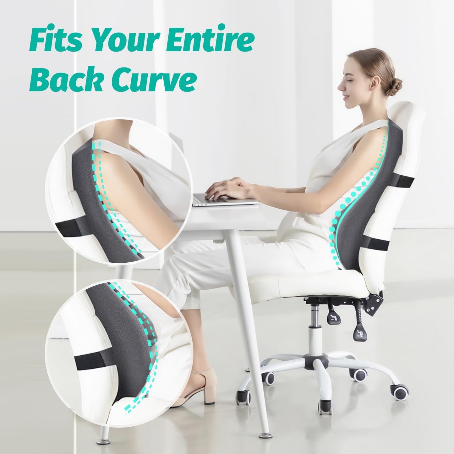 High Back Support for Office Chair Fully Support Entire Back for Comfort,Pain Relief and Posture Improved- Memory Foam Lumbar Support Pillow for Office Chair,Recliner