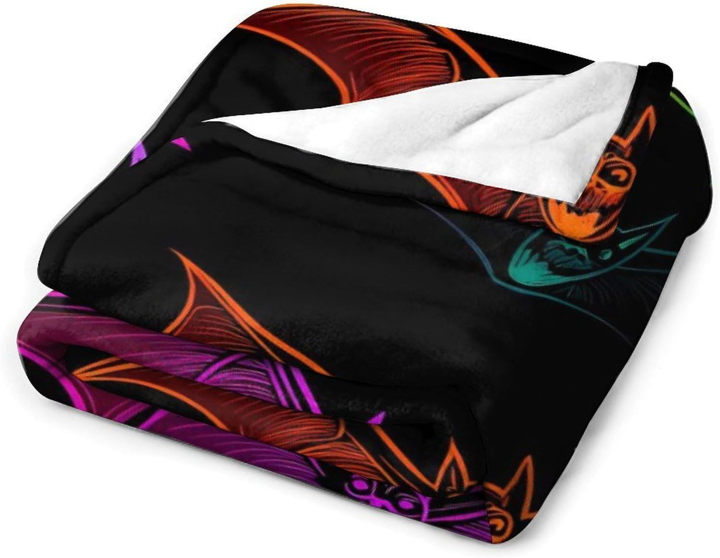 Colorful Bats Throw Blanket for Couch Bed Plush Cozy Fuzzy Flannel Blanket for All Season 30"x50"