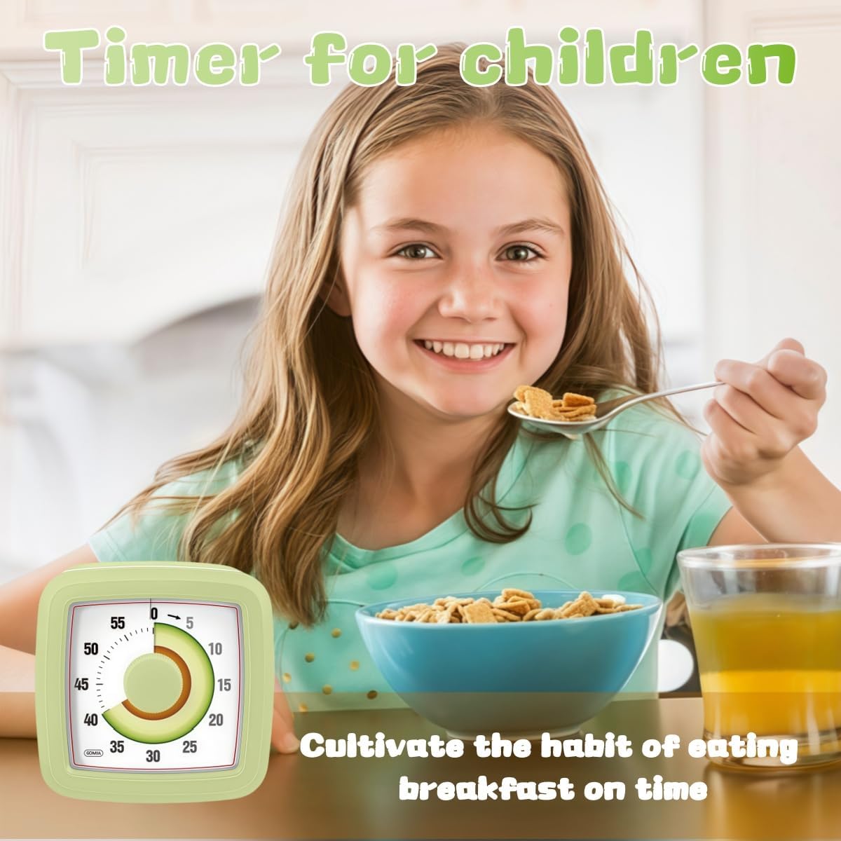 Kids Visual Timer for Kitchen,Classroom,Cooking,Learning,Bedroom,Office, 60-Minute Countdown Pomodoro Timer for Kids with Autism ADHD (Avocado Style)