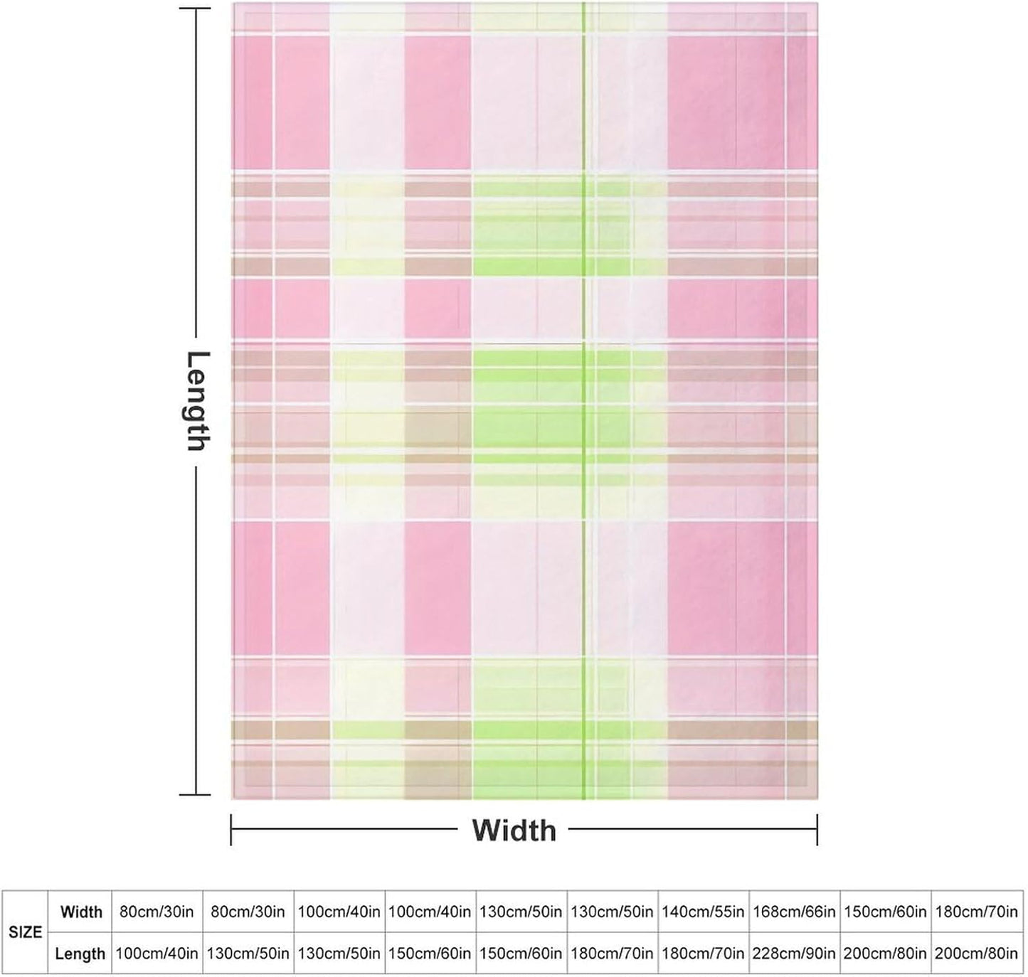 Green Pink Plaid Throw Blanket for Couch Bed Plush Cozy Fuzzy Flannel Blanket for All Season 66"x90"