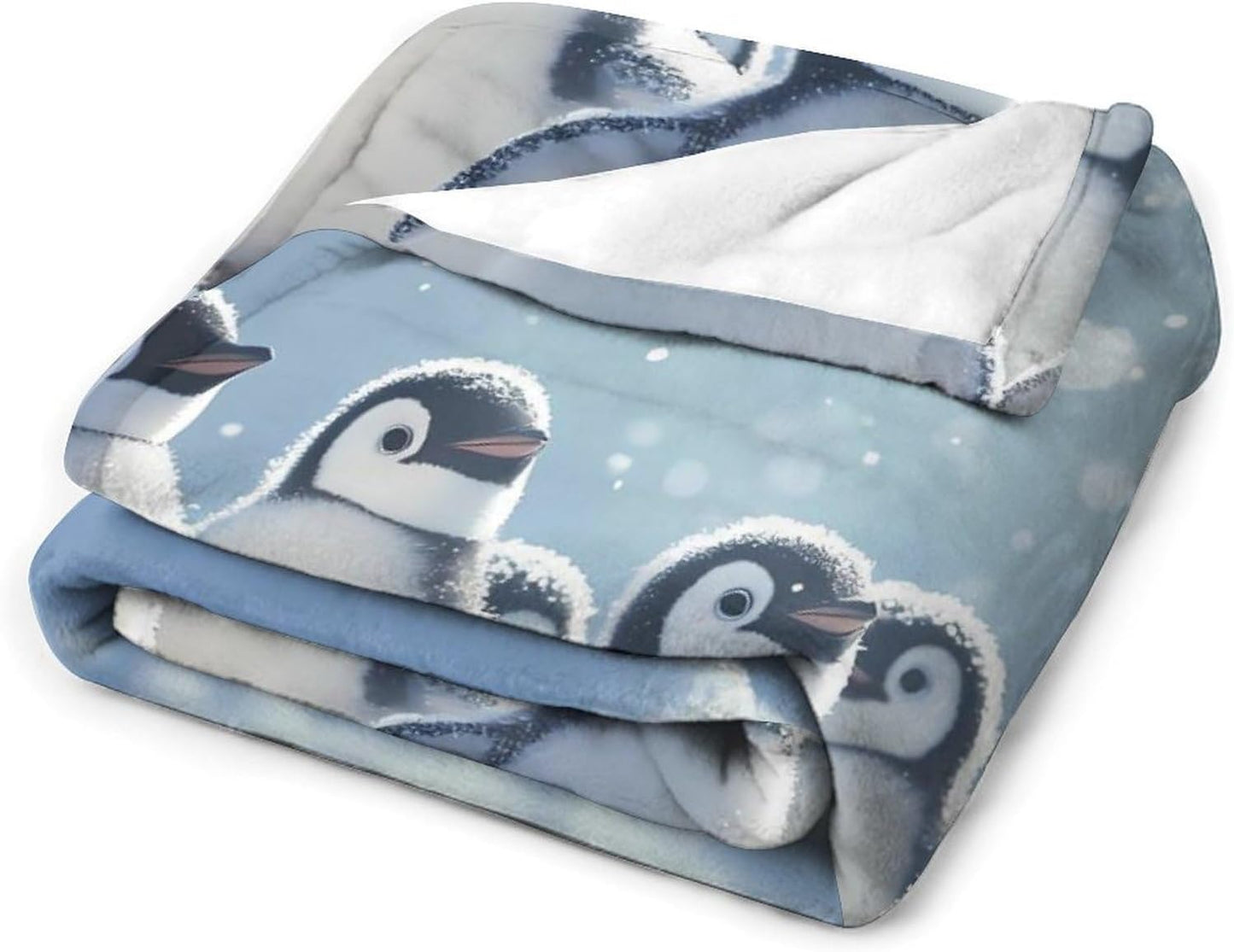 Penguins Snowy Printed Throw Blanket for Couch Bed Plush Cozy Fuzzy Flannel Blanket for All Season 30"x40"
