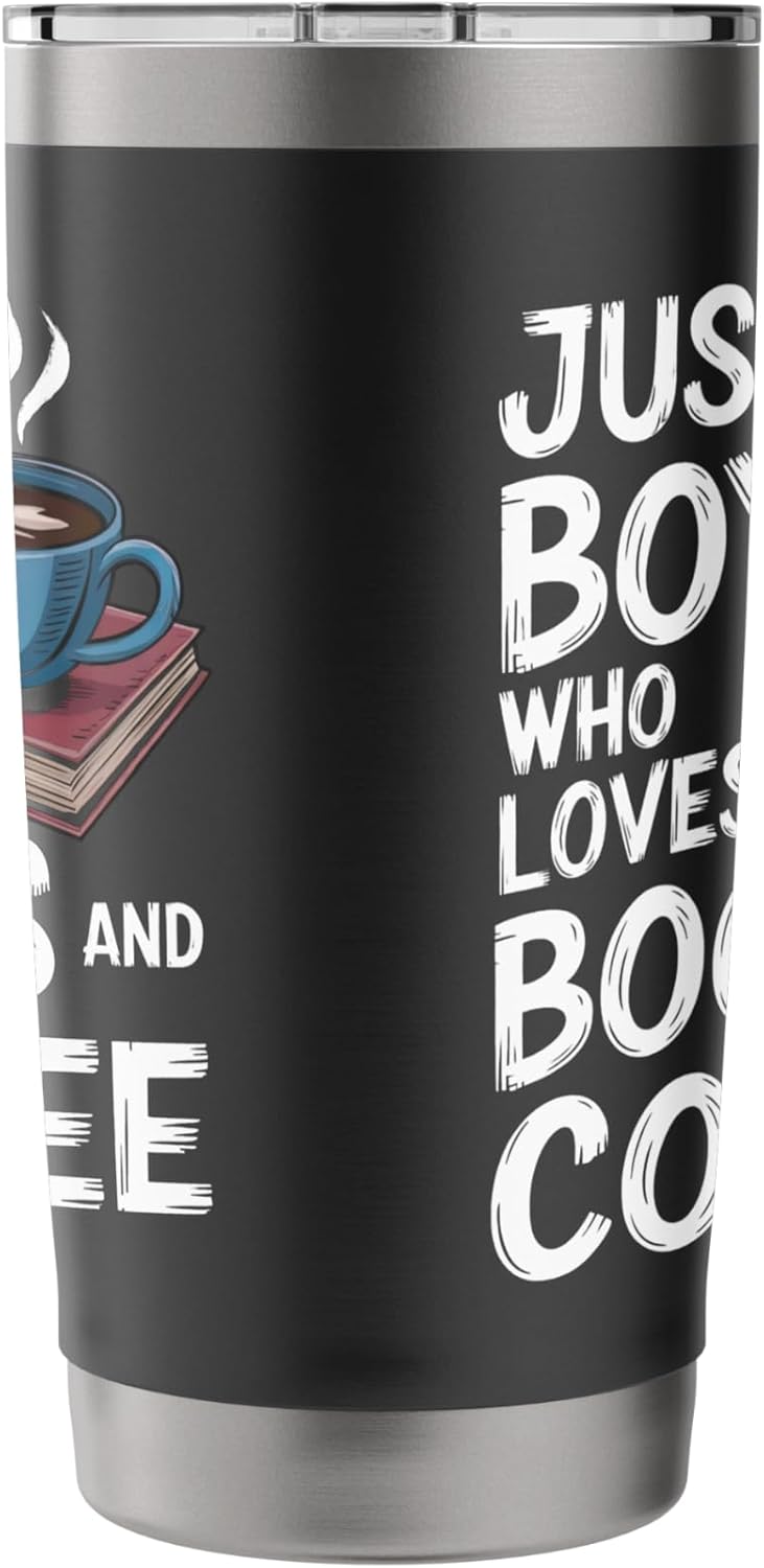 Just a Boy Who Loves Books Coffee Bookworm Book Reader Stainless Steel Insulated Tumbler