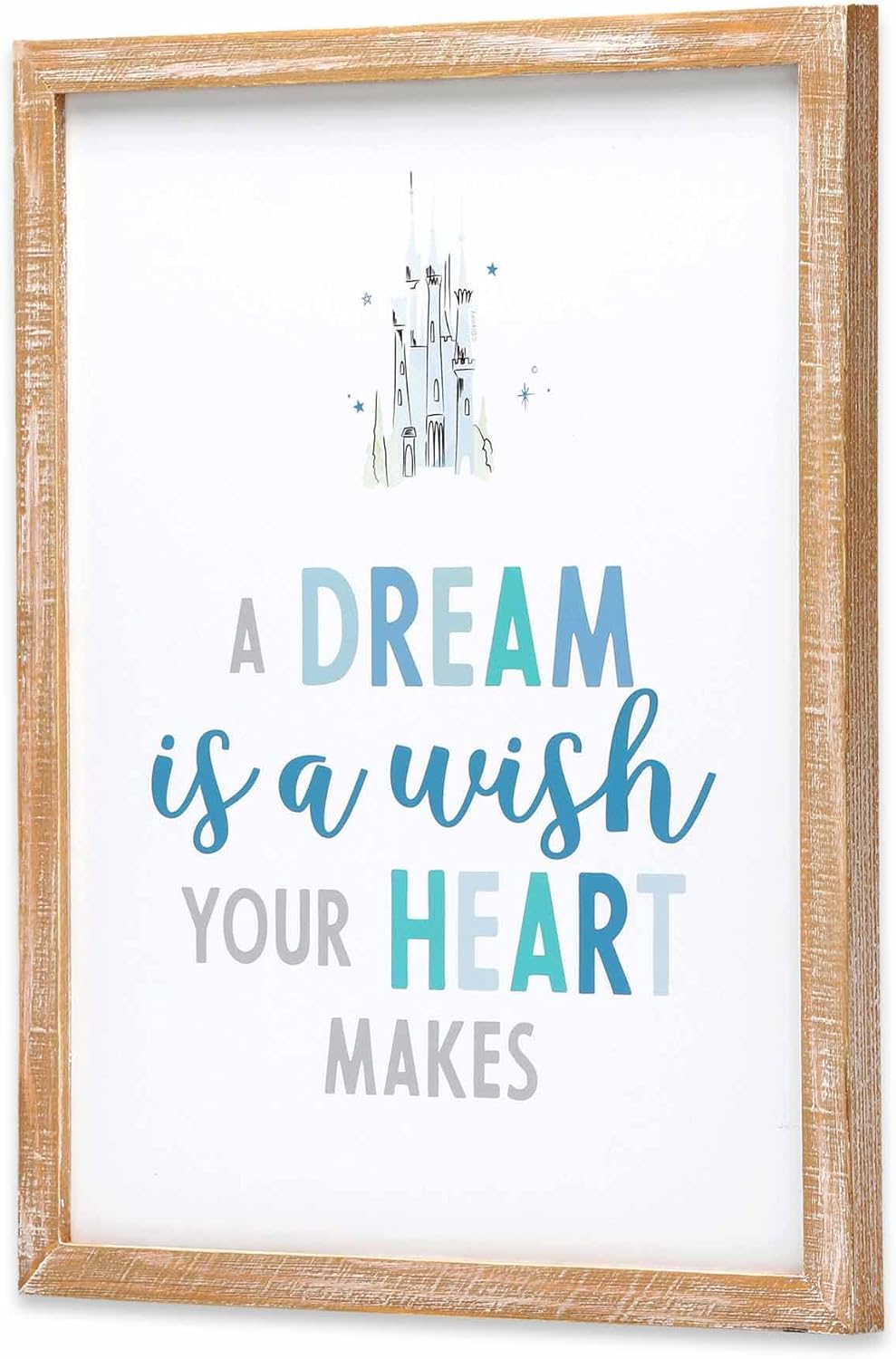 Disney Princess Cinderella Castle Wall Art - A Dream is a Wish Your Heart Makes - Cute Cinderella Framed Wood Wall Decor