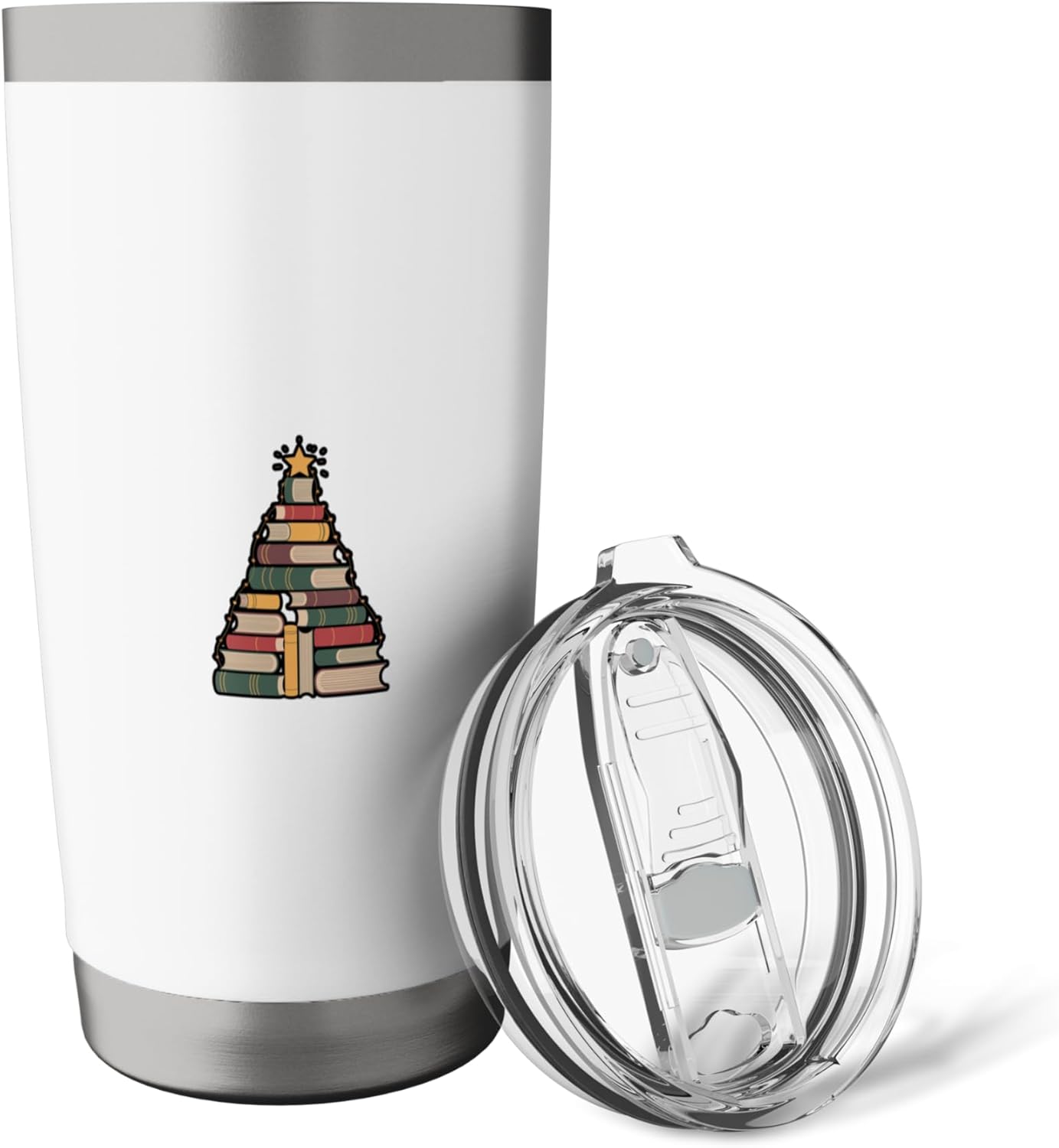 Snowy Book Tree Christmas For Readers And Librarians Stainless Steel Insulated Tumbler