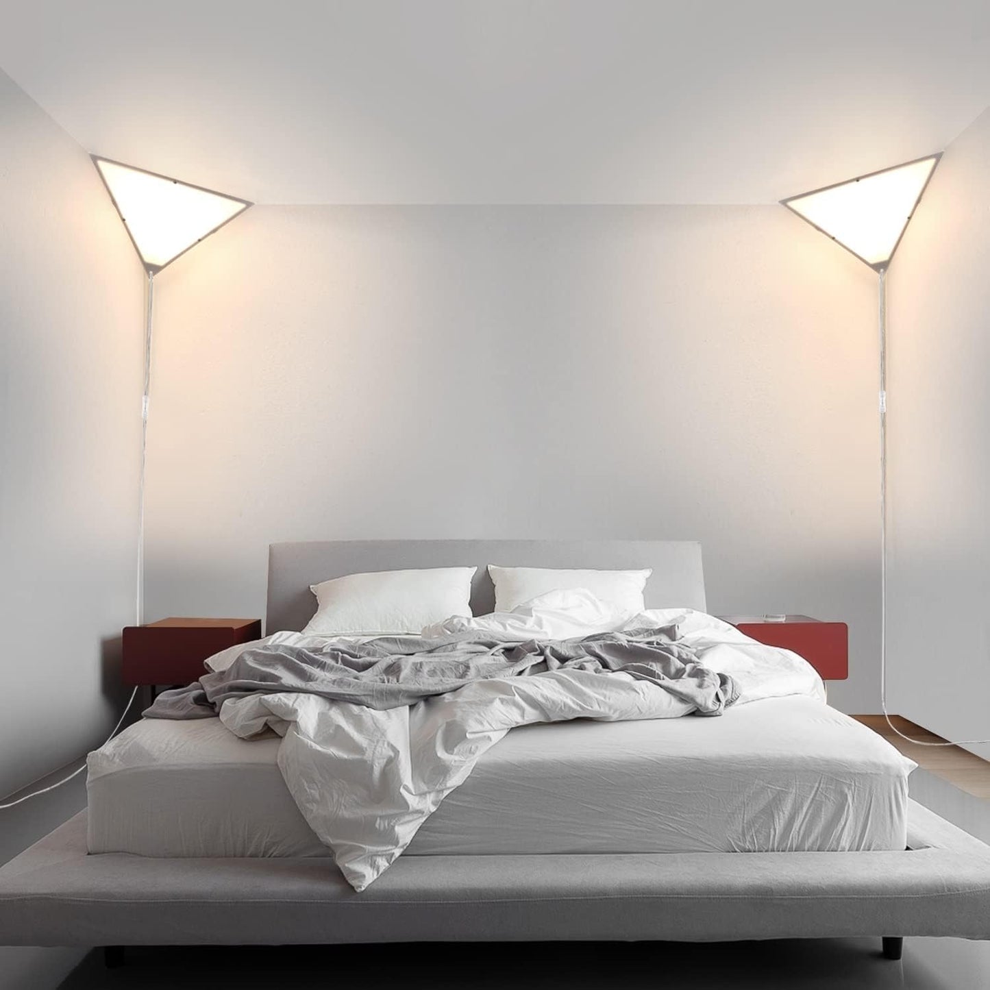 Corner Light with Switch, Ceiling Corner Lights for Living Room, Plug in Ceiling Light for Dark Area, Lamp for Bedroom, Kids Room, Triangle Shape