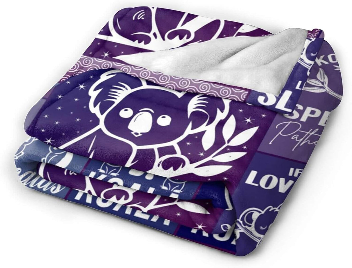 Koala Blanket for Boys Girls, Cute Koala Themed Design Printed Purple Throw Blankets for Kids Lap, Chair Sofa, Warm Soft Cozy Blanket, 40"x 50"
