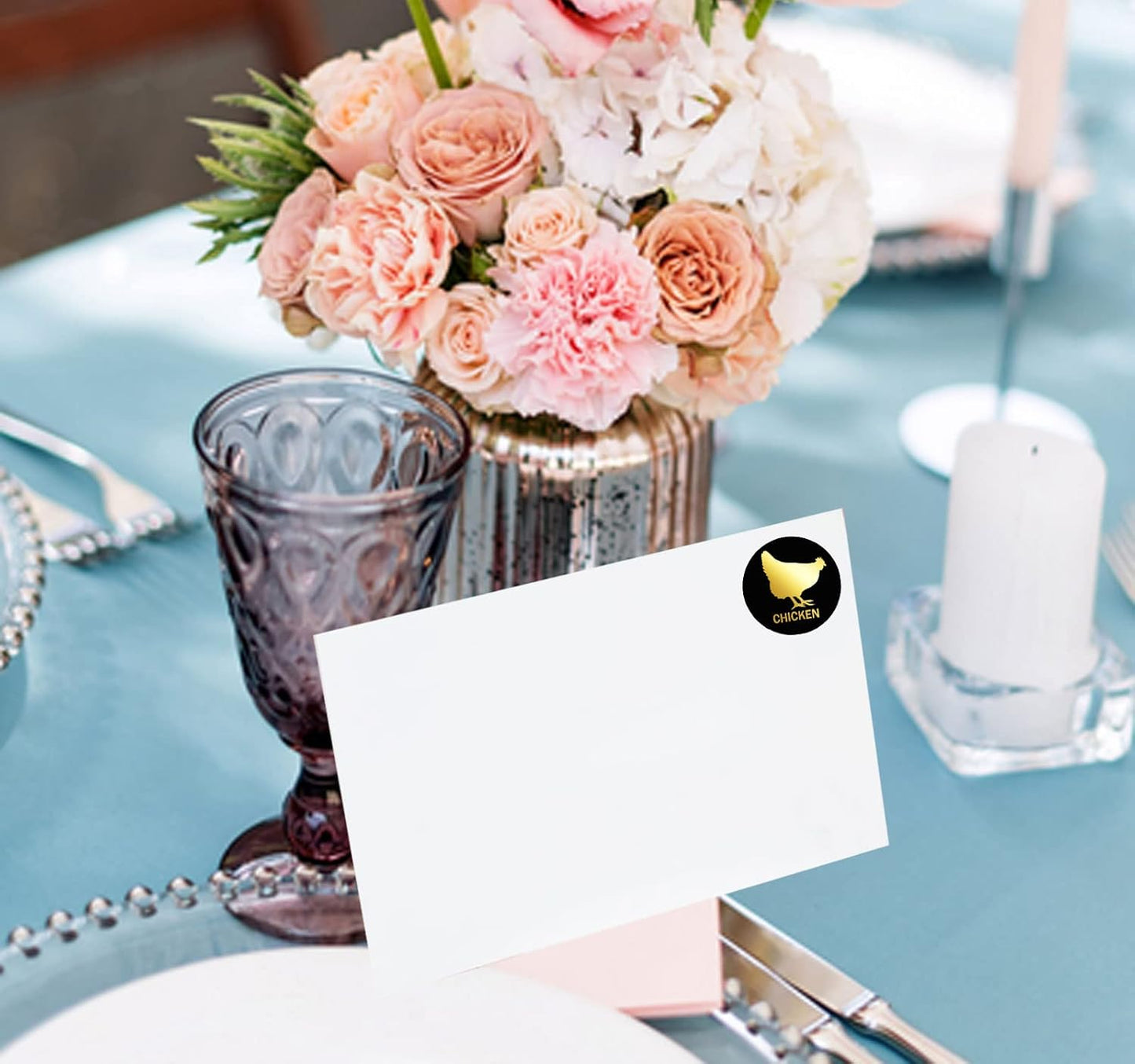 0.6 Inch 300Pcs Gold Wedding Meal Choice Indicator Sticker Meal Stickers - Beef Carrot Chicken Fish Food for Kids Stickers for Wedding and Birthday Party
