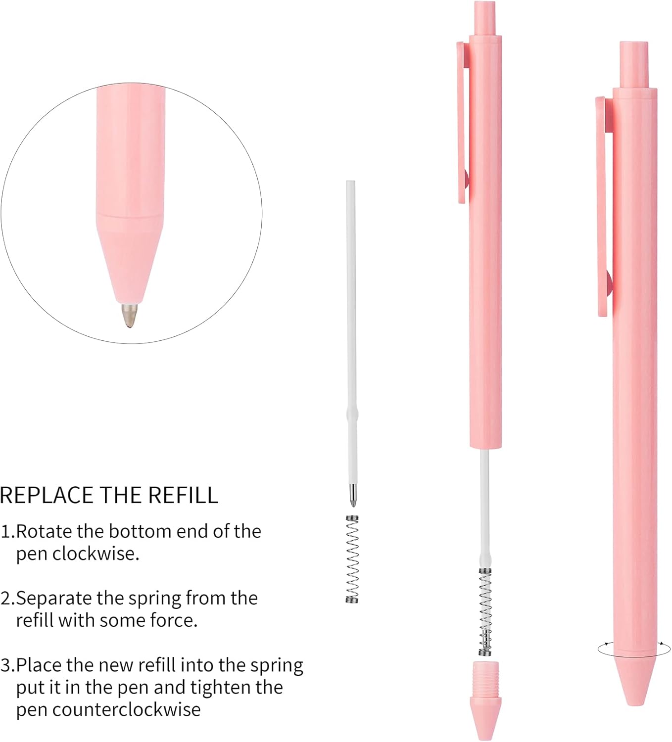 WY WENYUAN 12-Pcs Ballpoint Pens, Comfortable Writing, Pastel Retractable Pretty Journaling, Black Ink Medium Point 1.0 mm Gift, Cute Office Supplies for Women