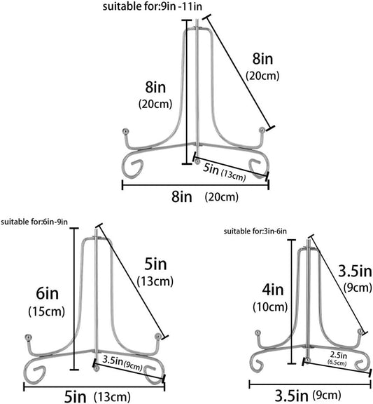 LIONWEI LIONWELI 6 Pack Iron Display Stand,Silver Iron Easel Plate Holder Stand for Displaying Pictures, Plates, Books and Arts (4, 6, 8 inch)