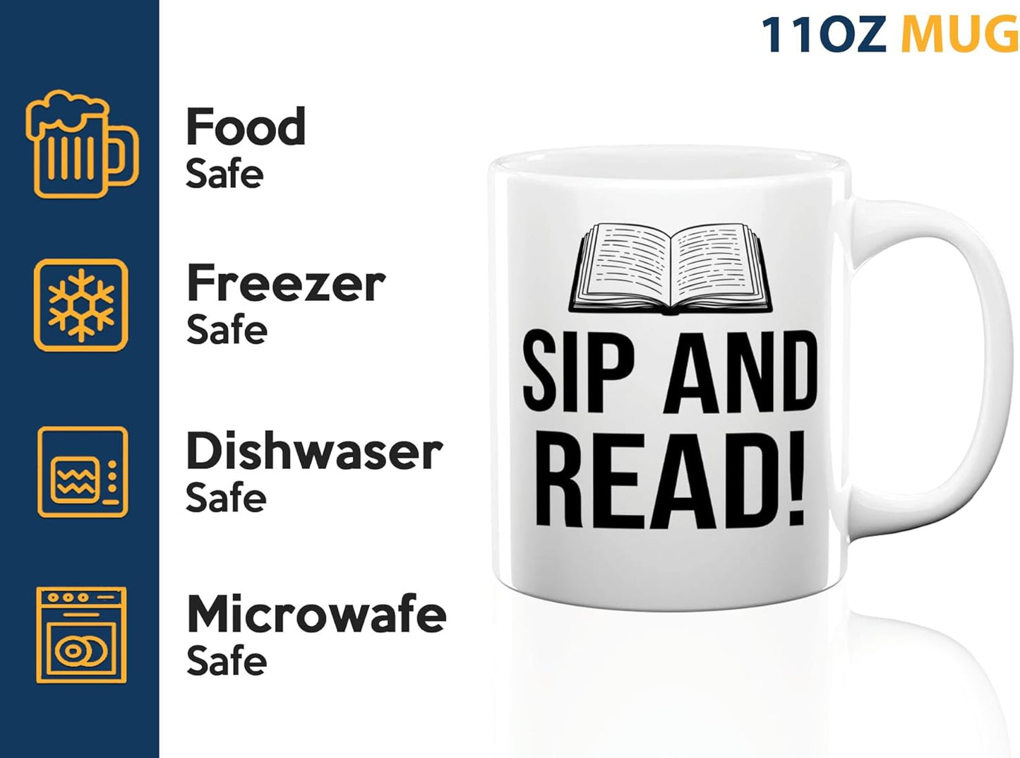 Book Lover Coffee Mug 11oz White -Sip and Read - Bookworm Literature Library Book Lover Reader Booked Editor Intellectual Studious