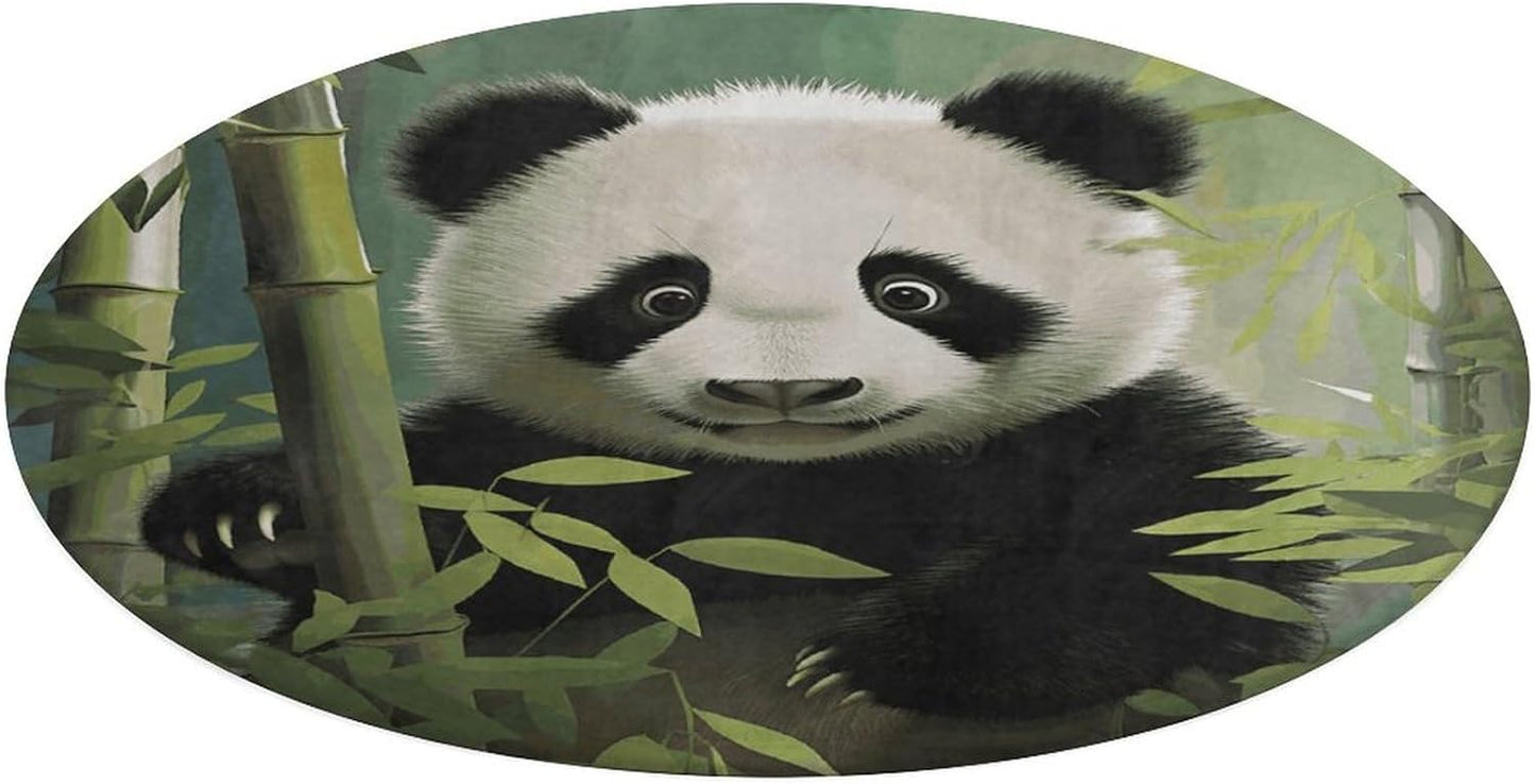 Curious Baby Panda Circle Rug Retro Luxury Coral Velvet Floor Mat Non Slip Soft Indoor Floor Carpet Comfy Thickened Area Rugs Modern Aesthetic Minimalist Carpets for Home Decor
