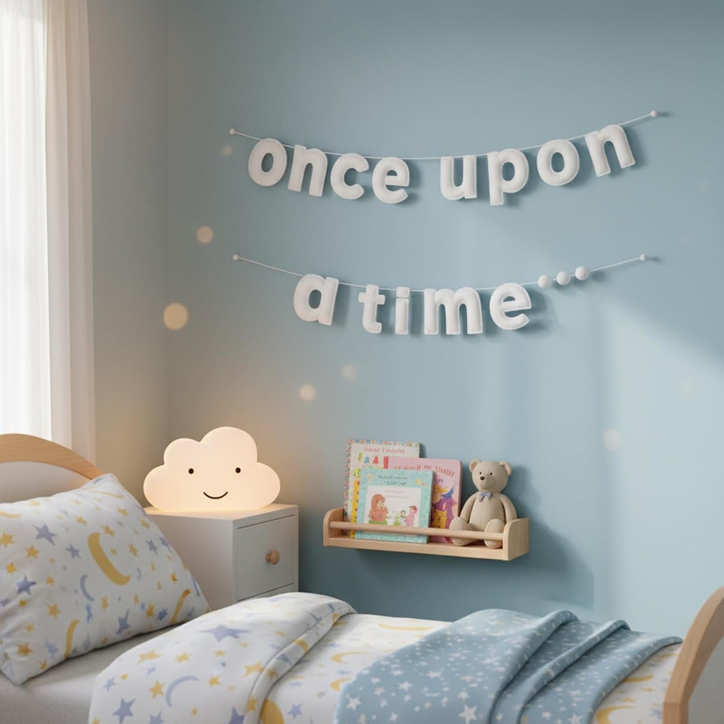 Once Upon a Time Decorations Felt Banner Once Upon a Time Sign Reading Corner Decor for Toddler Classroom Bedroom Living Room Family Bookshelf Birthday Present