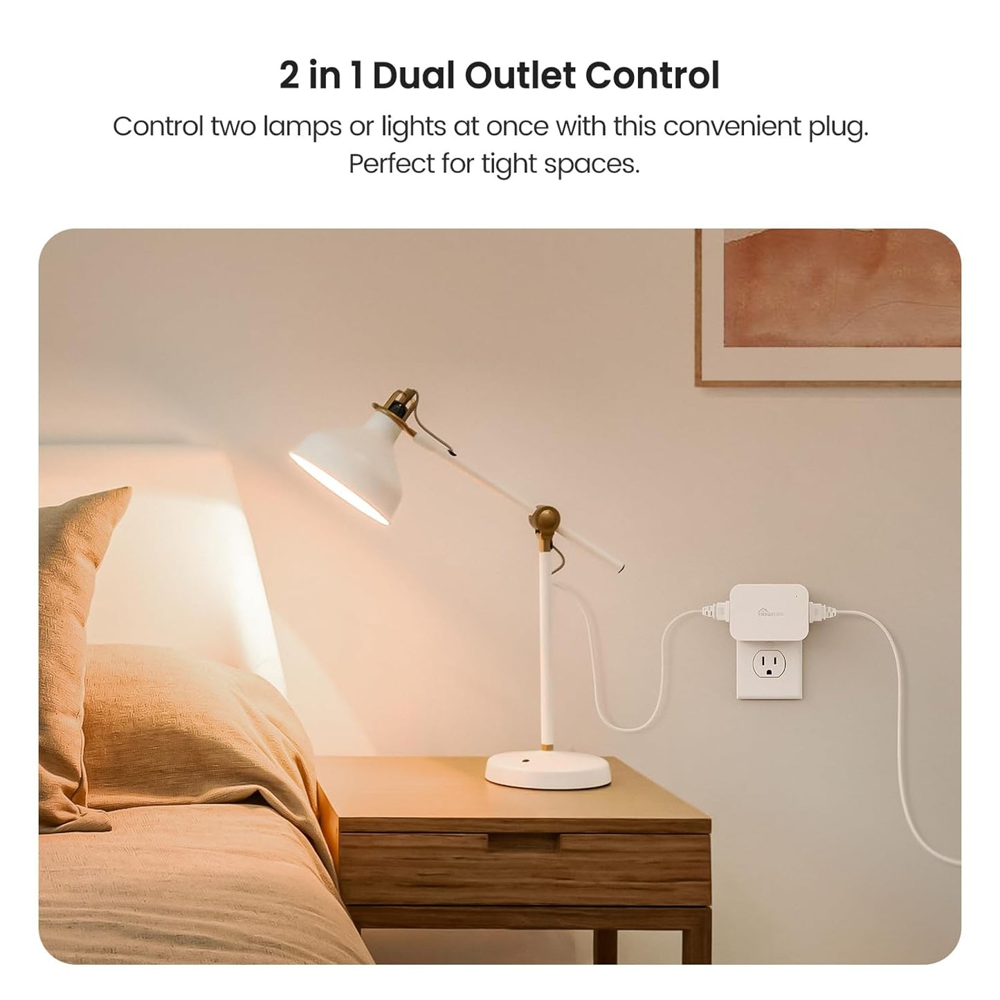 TREATLIFE 2 in 1 Dimmer Plug with Remote, No Smart Features, Wireless Remote Control Outlet, Up to 100FT Range, Plug-in Dimmer Switch for Dimmable Bulbs, String Lights, Max Power 300W