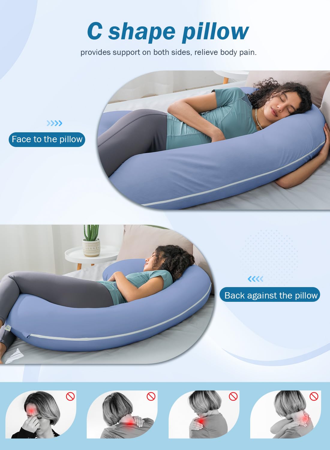 INSEN Cooling Pregnancy Pillow, Maternity Pillow for Pregnant Women(Cooling Blue)