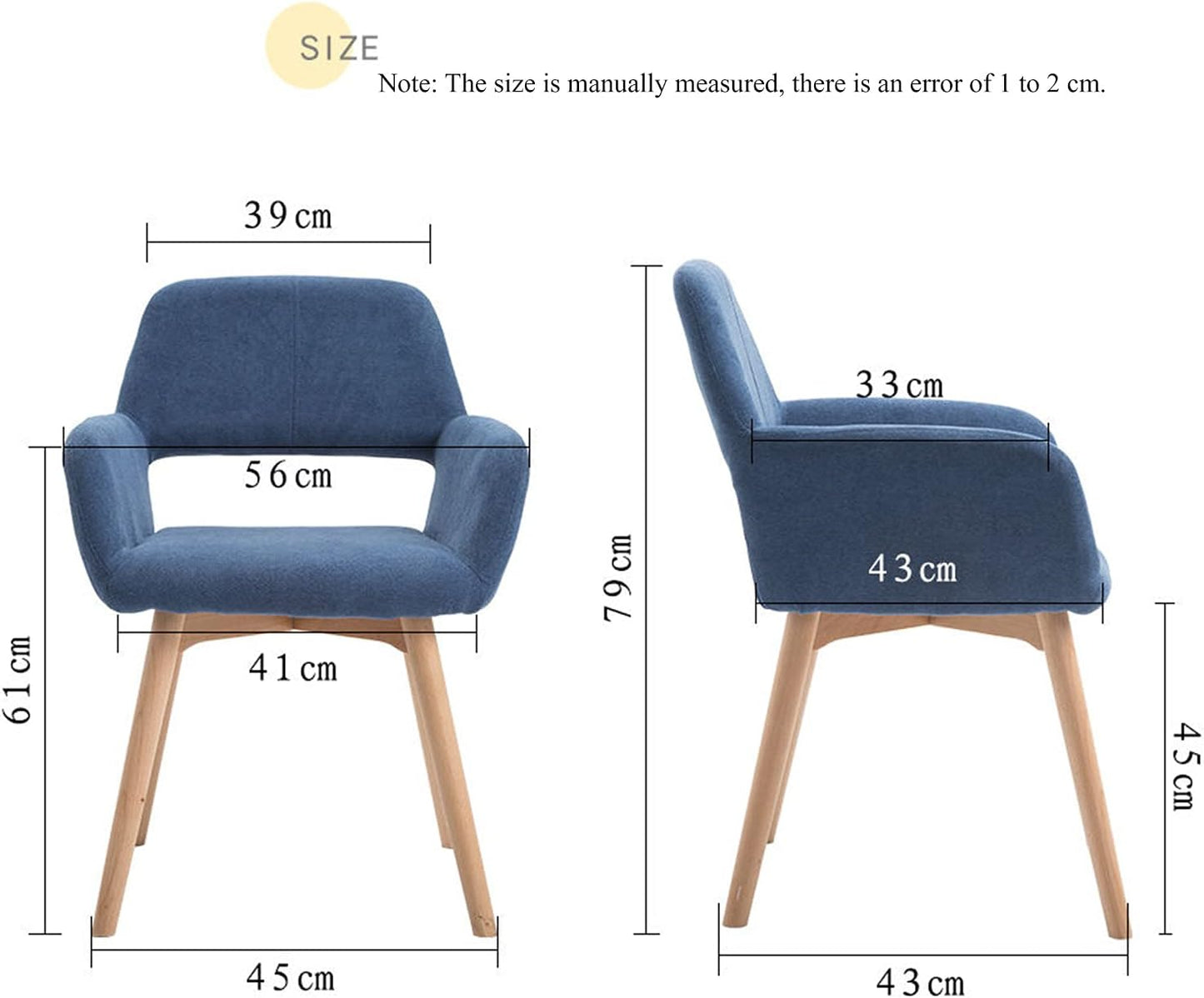 Comfortable Chair Nordic Dining Chairs,Modern Cotton and Linen Fabric Upholstered Lounge Side Chair Makeup Stool,with Solid Wood Legs,for Restaurant/Pub/Cafe/Living Room/Hotel/Kitchen Leisure Chair