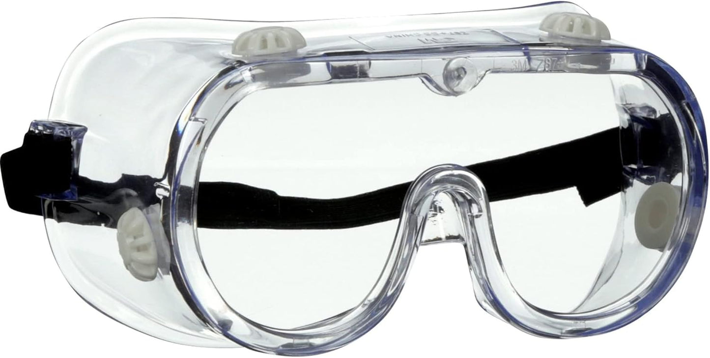 3M Chemical Splash Goggles, Impact Resistant, 99.9% UV Block, Scratch Resistant, Adjustable Fit (91252H1-DC-10)