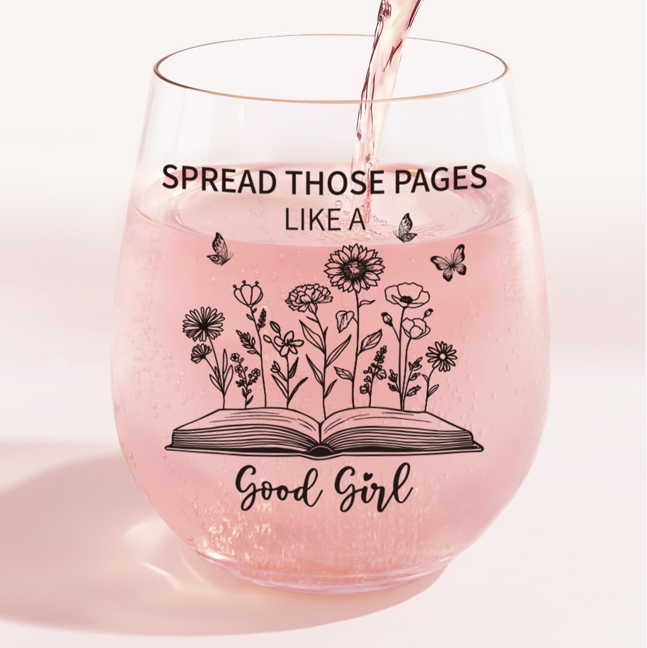 Cheeky Book Lover Gift Wine Glass – Christmas Gifts - 15oz Funny Wine Glass for Women, Book Lover Gifts, 15 oz Scratch-Resistant Wine Glasses, Dishwasher safe, New Years Gift