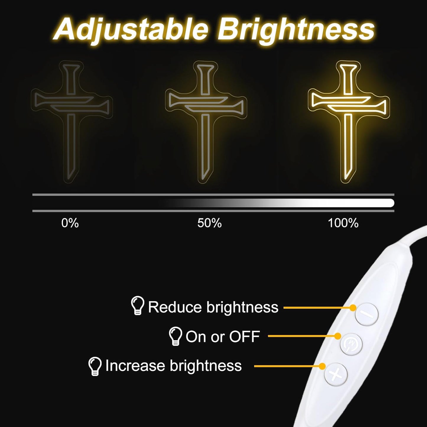 Christian Cross Neon Sign Easter Religious Cross Inspirational Led Light For Christian Home Worship Room Decor Gift Bedroom Room Home, Home Party, Wedding, Easter, New Year Gift-16.5IN-Warm White