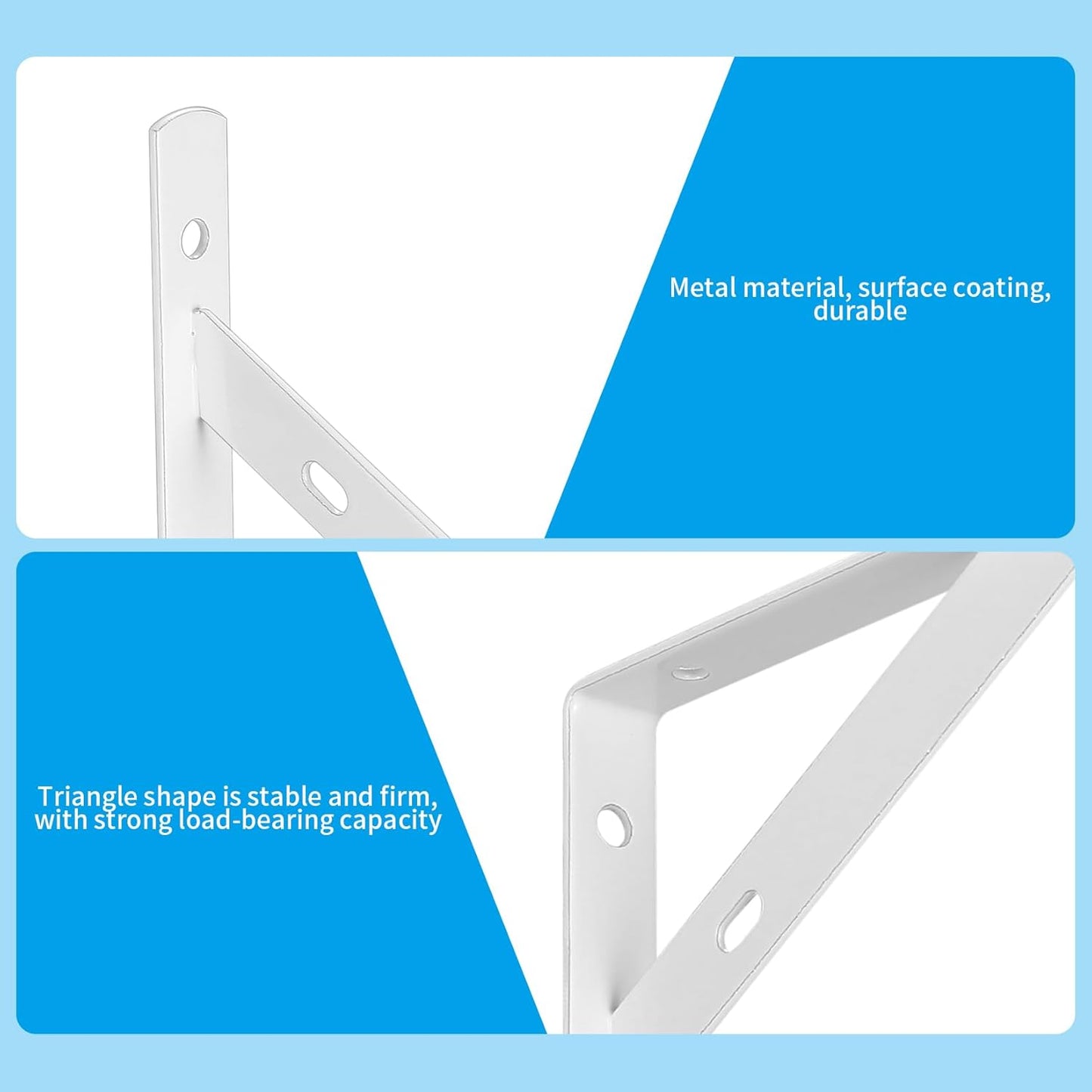 8 Pcs Heavy Duty Floating Metal Shelf Brackets, L Shaped Wall Mount Shelves Support Angle Brackets (3.7 x 6 inch White)