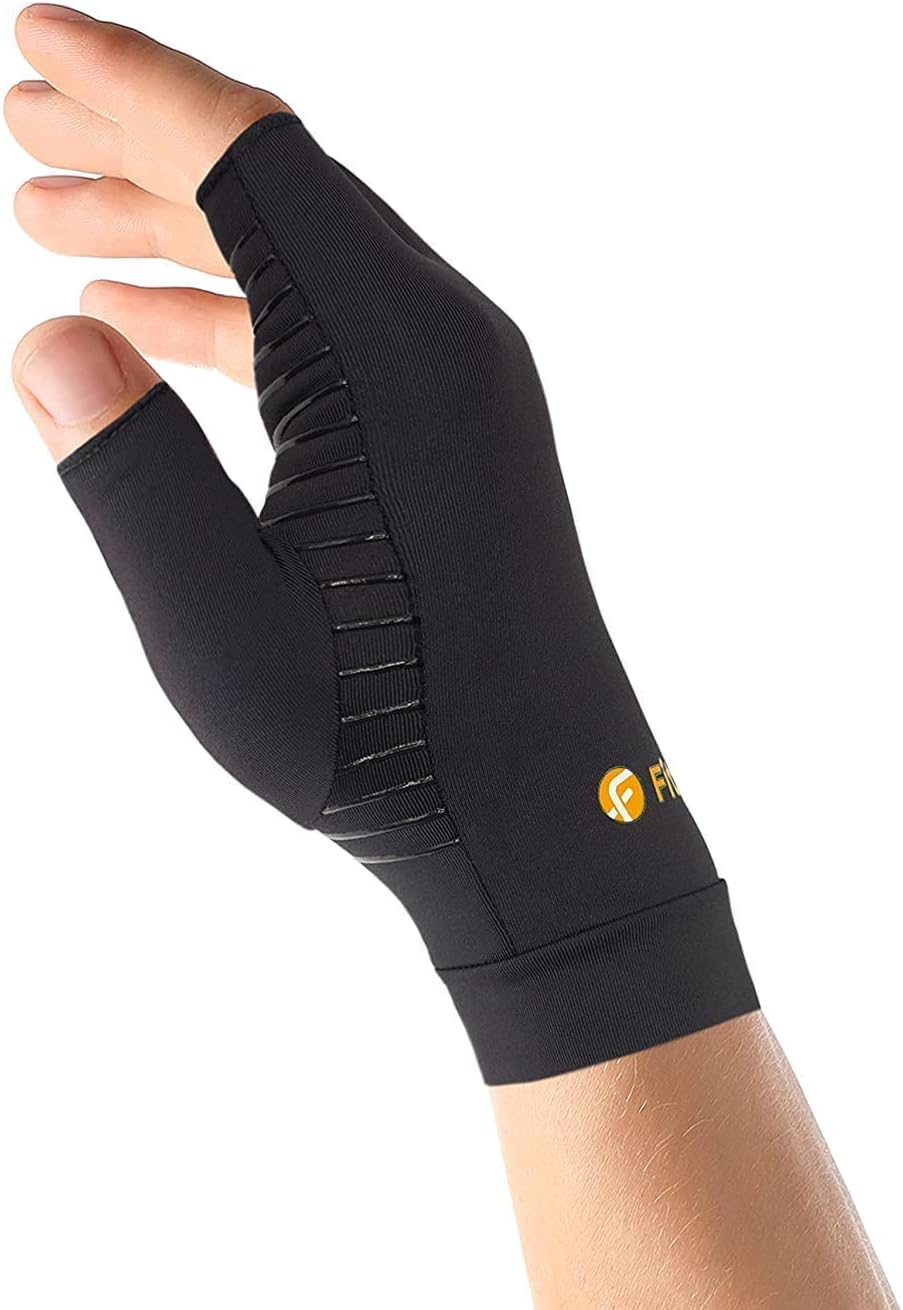 Fititude: Copper Infused Compression Gloves Half Finger | Helps Recovery from Arthritis, Swelling, Joint, Hand Pain Relief