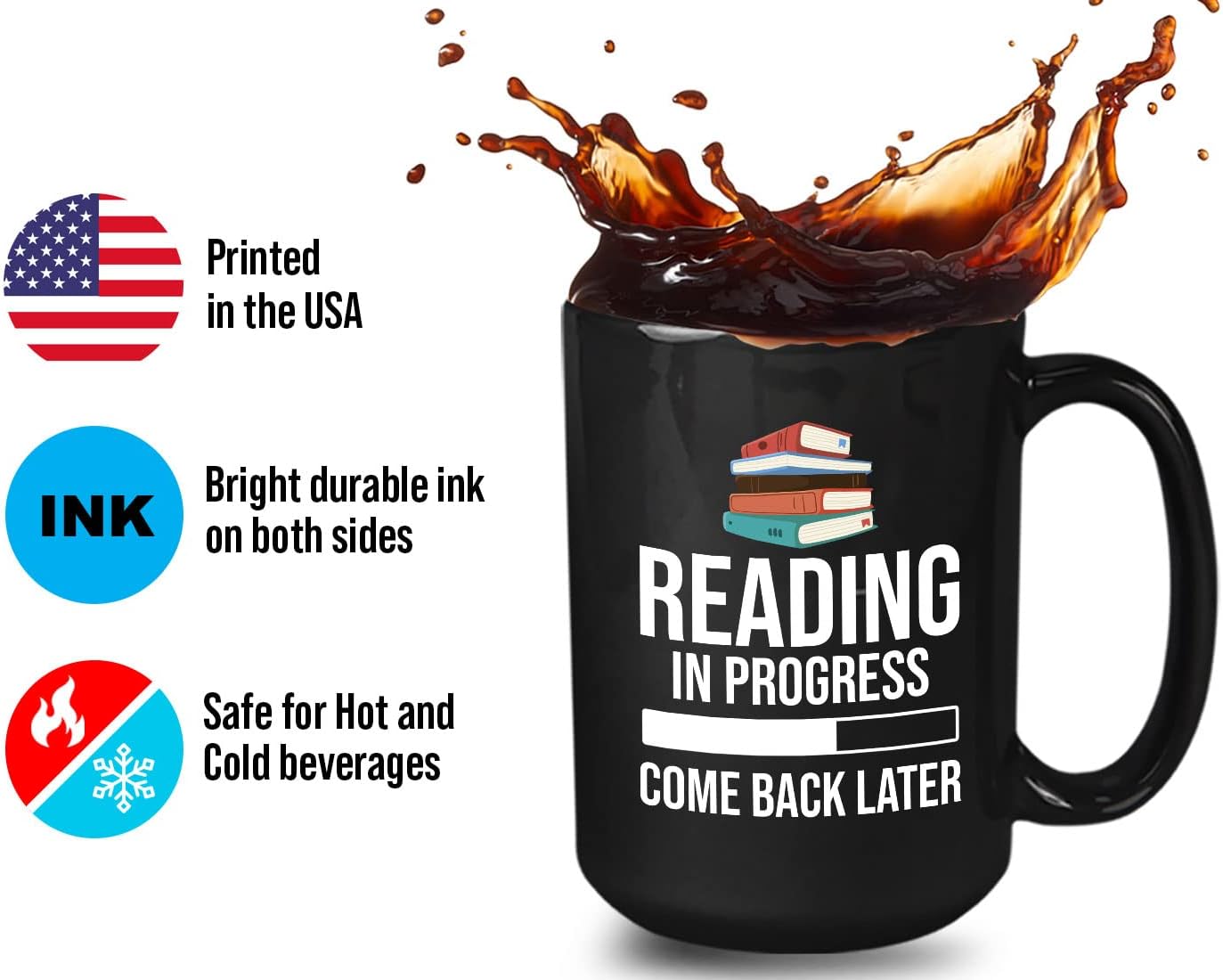 Book Lover Coffee Mug 15oz Black - Reading in - Literary librarian Literature Bookworm Historian Public Library Curator Bibliophile Bibliolater