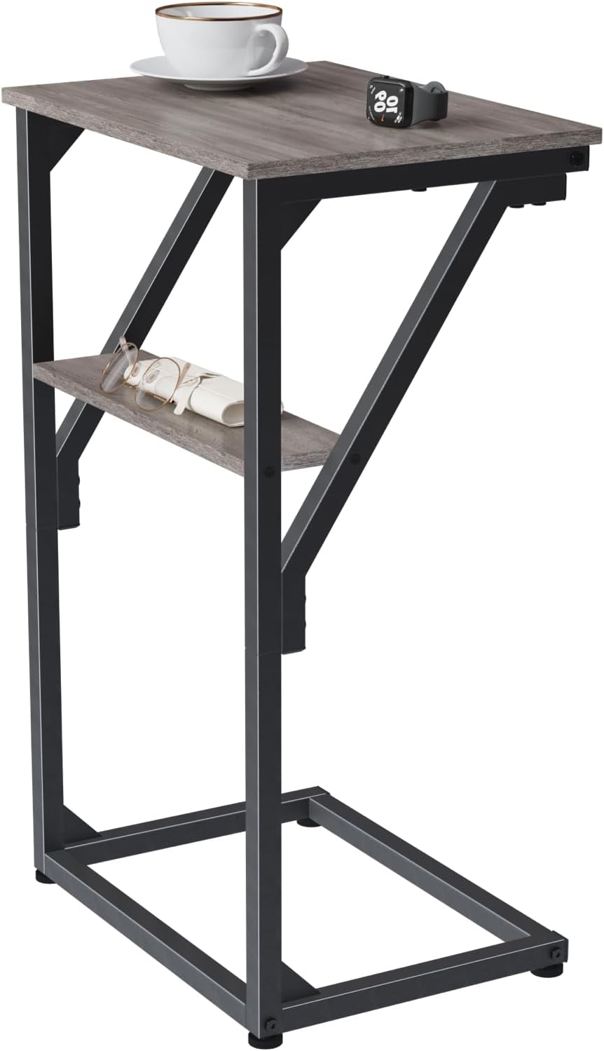 C-Shaped End Table, Small Couch Side Table, Sofa TV Tray Table for Living Room, Bedroom, Bedside ET-D-GYW1