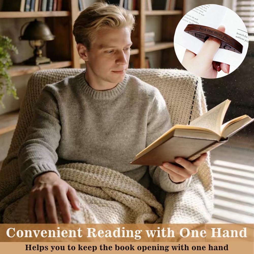Personalized Book Page Holder with 26 Letters, Custom Finger Book Opener Thumb Bookmark with Initials for Women Men, Reading Accessories Gifts for Readers Book Lovers (Dark Color-01, Letter A)