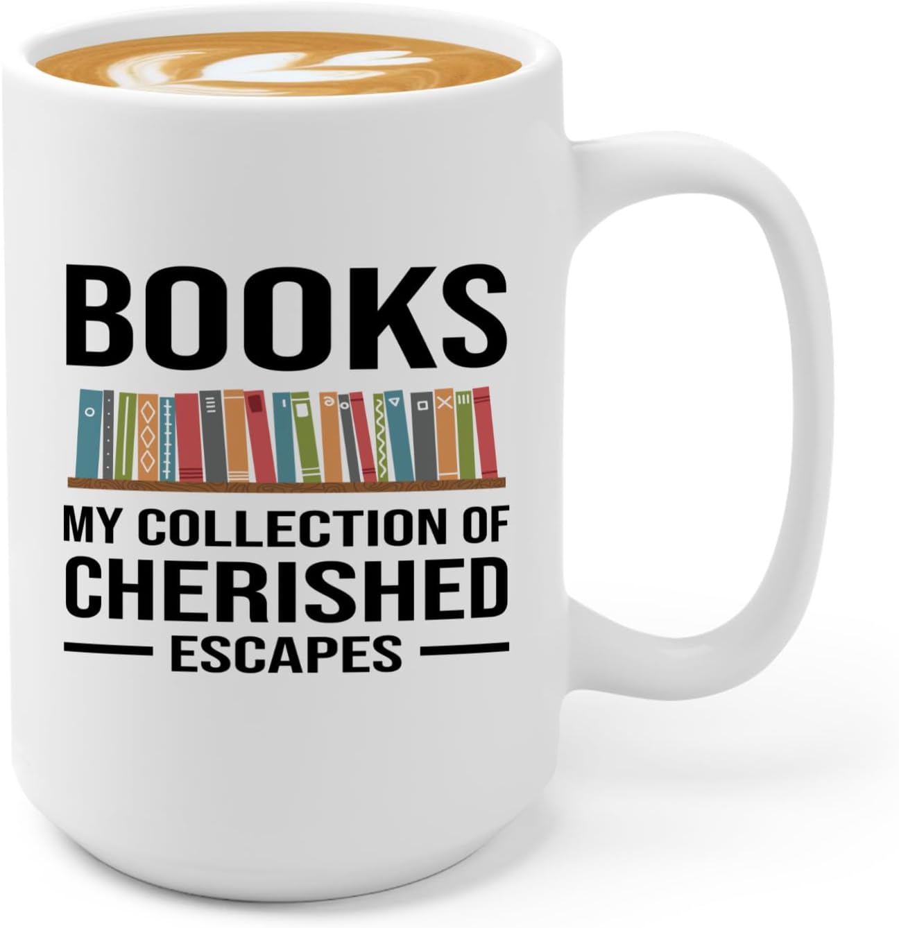 Book Lover Coffee Mug 15oz White -Cherished Escapes - Writer Editor Bookish Librarian Bibliophile Bookish Grammar Philosophers