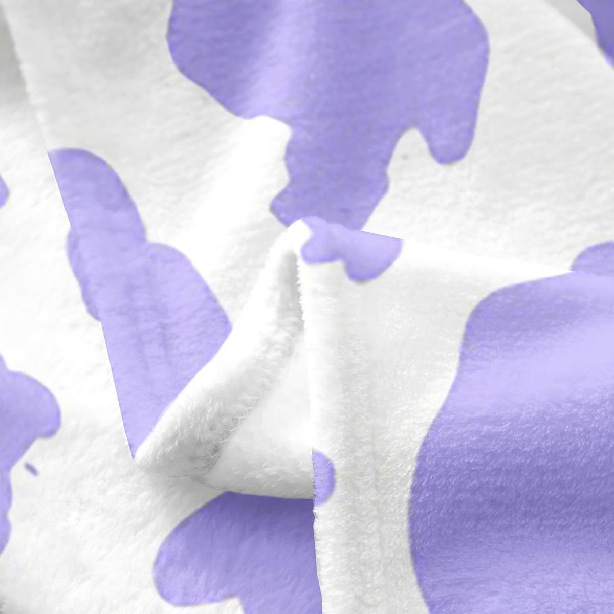 Feelyou Cow Print Plush Throw Blanket Throw 50"x60" Kids Purple White Flannel Fleece Blanket for Sofa Couch Boys Girls Teens Cartoon Milk Cow All Season for Bed Animal Farmhouse