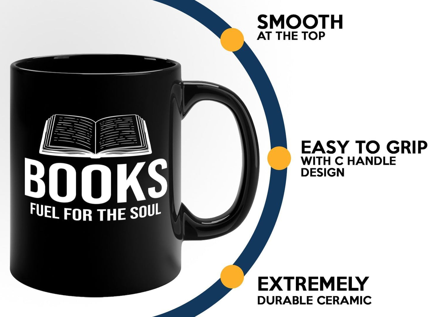 Book Lover Coffee Mug 11oz Black -Books Fuel for - Bookworm Literature Library Book Lover Reader Booked Editor Intellectual Studious