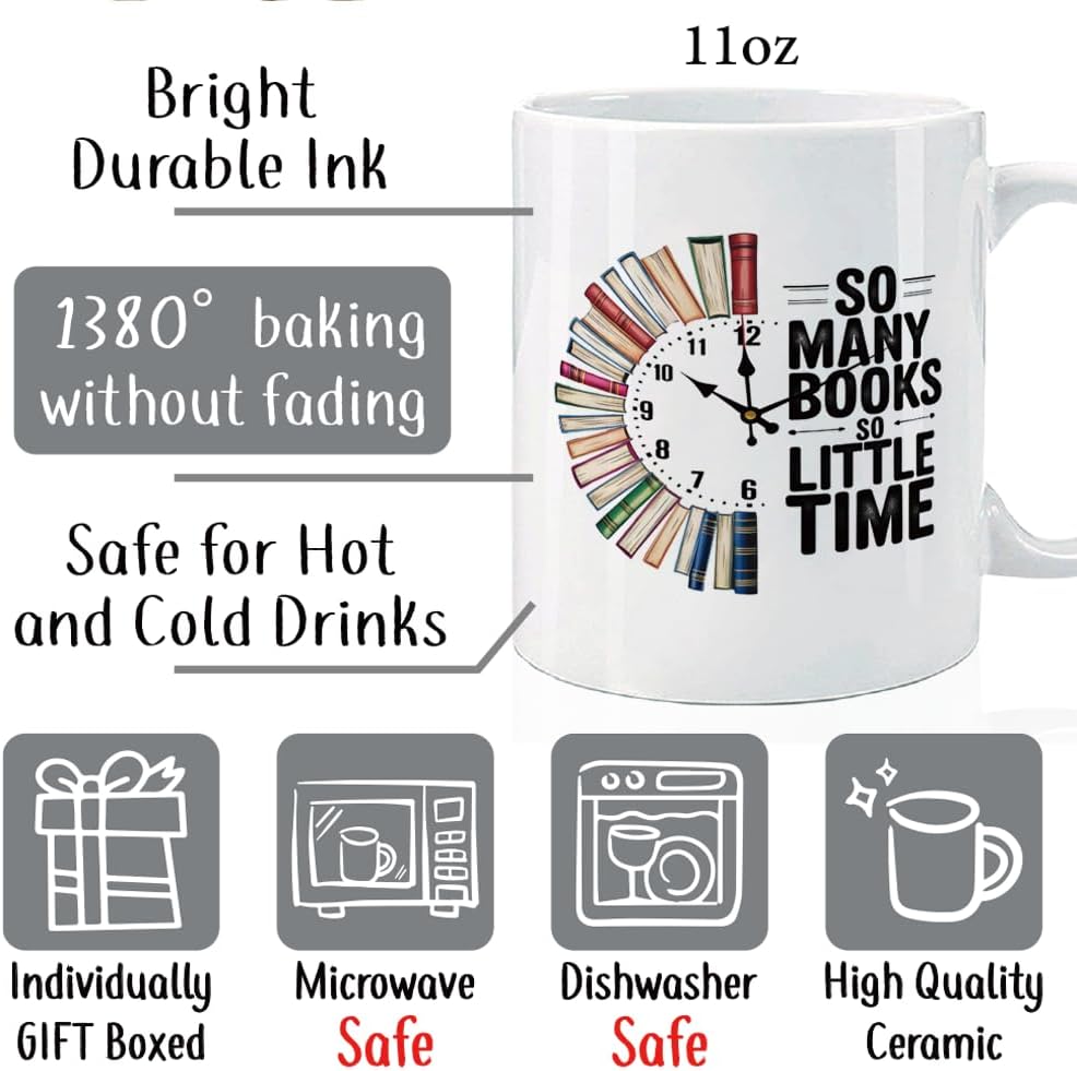 Novelty Books Mug Gifts for Book Lovers Readers, Books Gifts for Librarian Bookish Bookworm, Book Club Gift