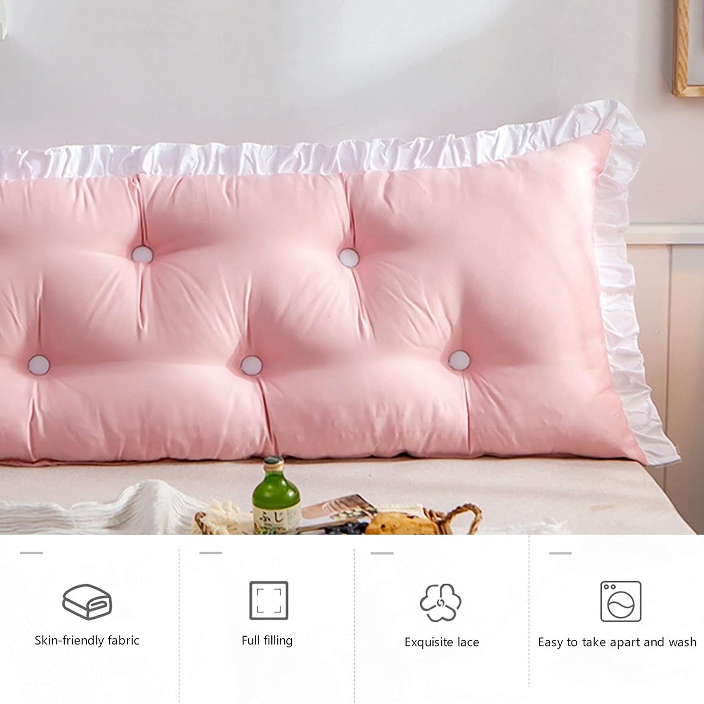 Positioning Support Reading Backrest,Large Wedge Bolster Upholstered Cushion Headboard Pillow,for Day Bed Bunk Bed Removable Cover (Color : A, Size : 951548CM)