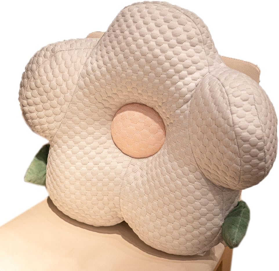 Tingting's Dream Soft Flower Lumbar Back Cushion Bed Resting Reading Pillow Sofa Waist Cushion Office Chair Lumbar Support Pillow (Gray, 45×45CM/17.7"×17.7")
