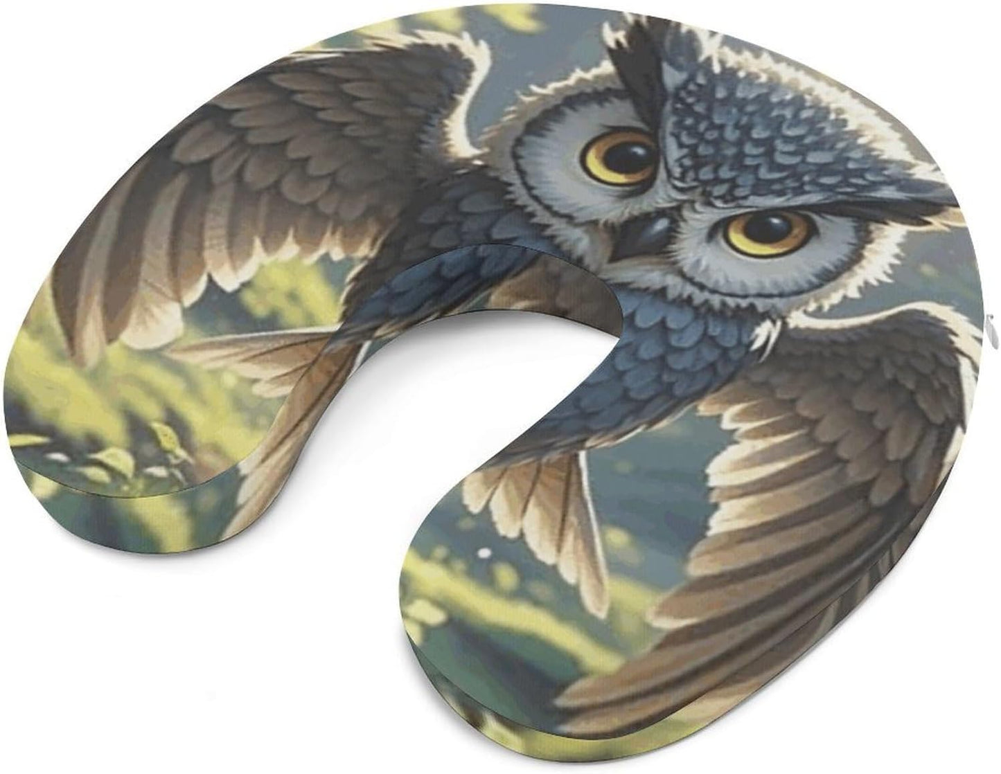 Anime Owl Neck Pillow Memory Foam U Shaped Pillows Portable Pillows for Shoulder Travel Head Support Pillow with Concealed Zipper for Airplane Car Home Office