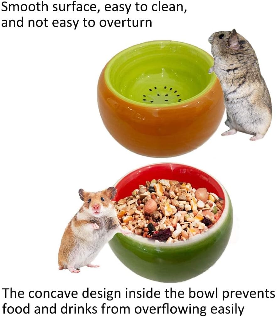 Hamiledyi 2PCS Hamster Bowl Ceramic Food Water Feeding Dish for Gerbil Mouse Rat Hedgehog Sugar Glider