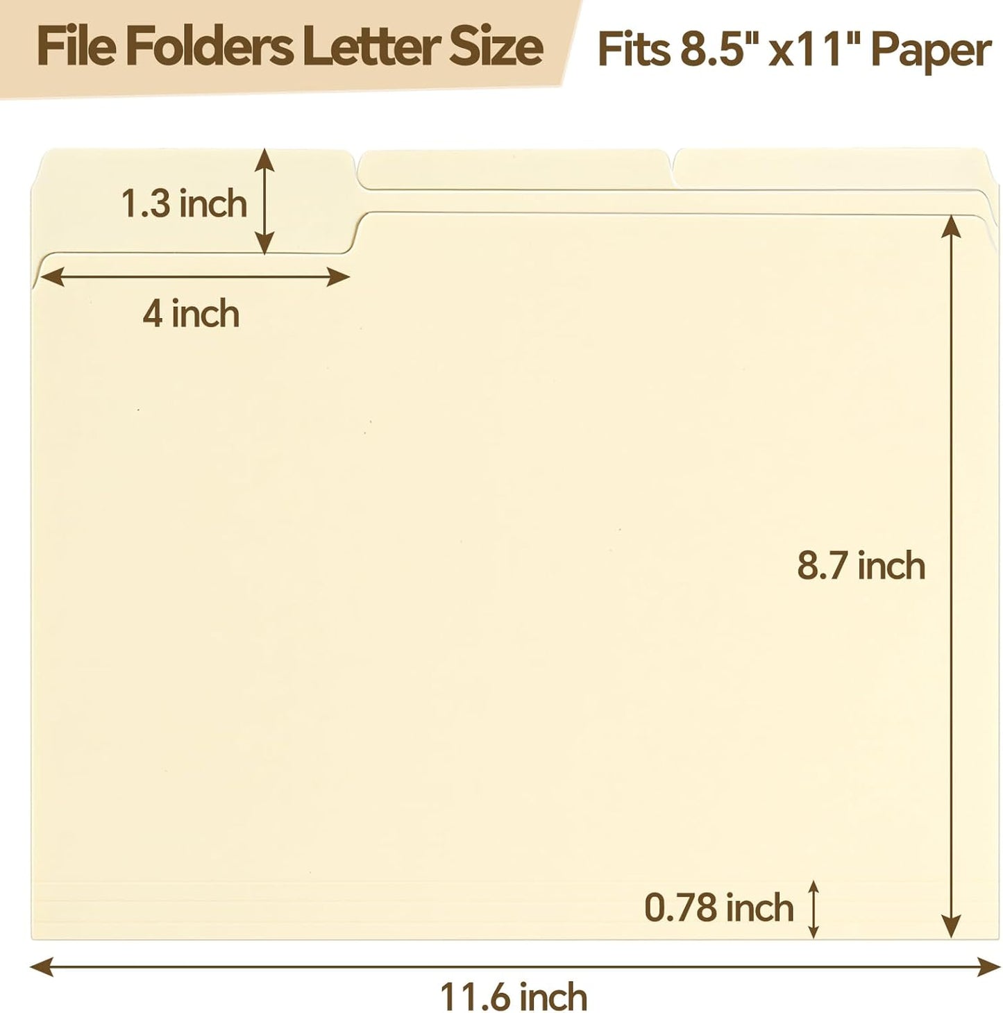File Folders,21 Pack Manilla Folders 8.5x11,1/3 Cut Tabs Manila File Folders Letter Size for Easy Labeling and Organization,Vanilla Folders Great for Documents Home School Classroom Office Supplies